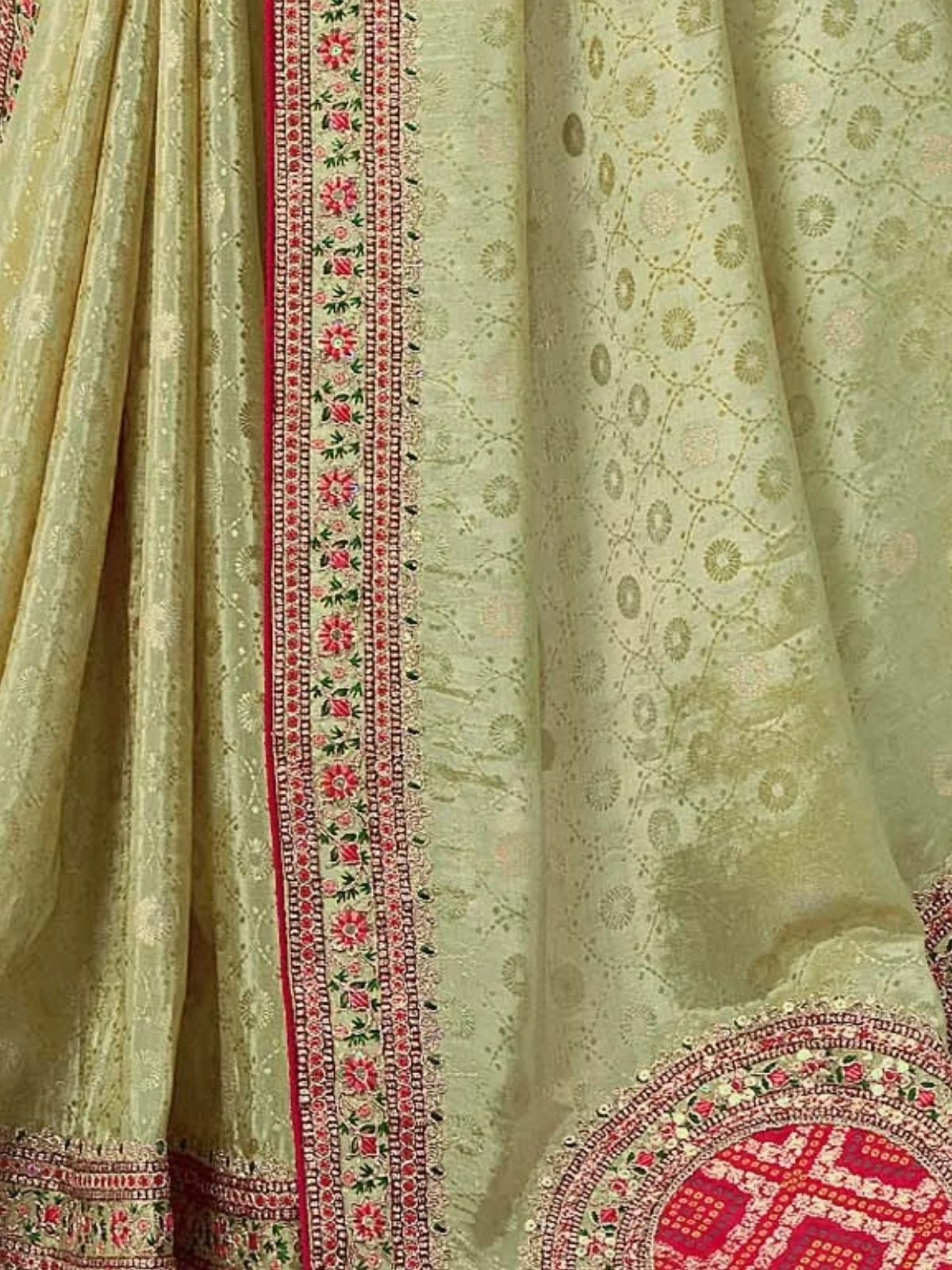 Odette Light Green Viscose Embroidered Saree For Women - Image 4