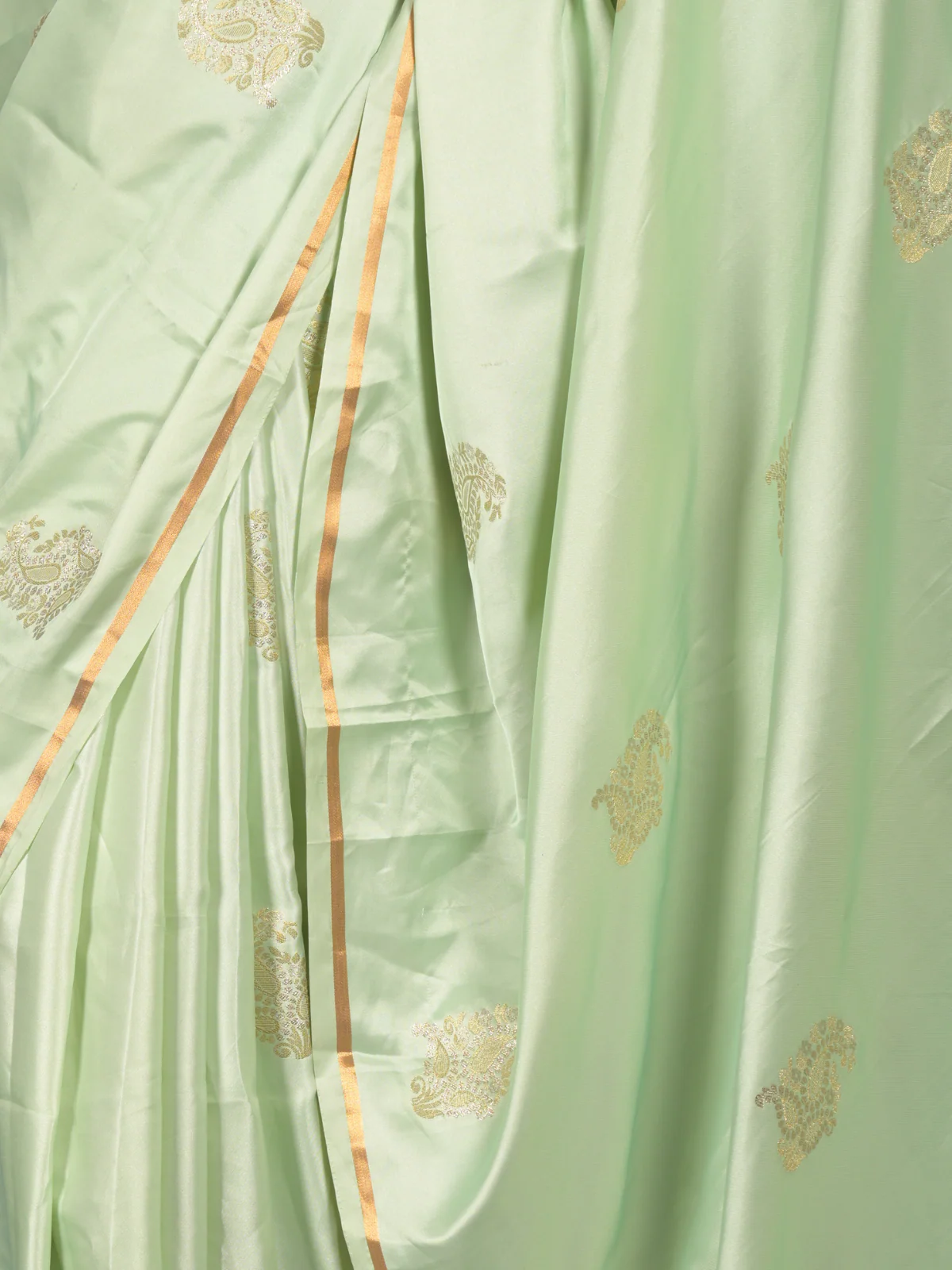 Odette Light Green Woven Silk Blend Saree With Unstitched Blouse For Women - Image 5