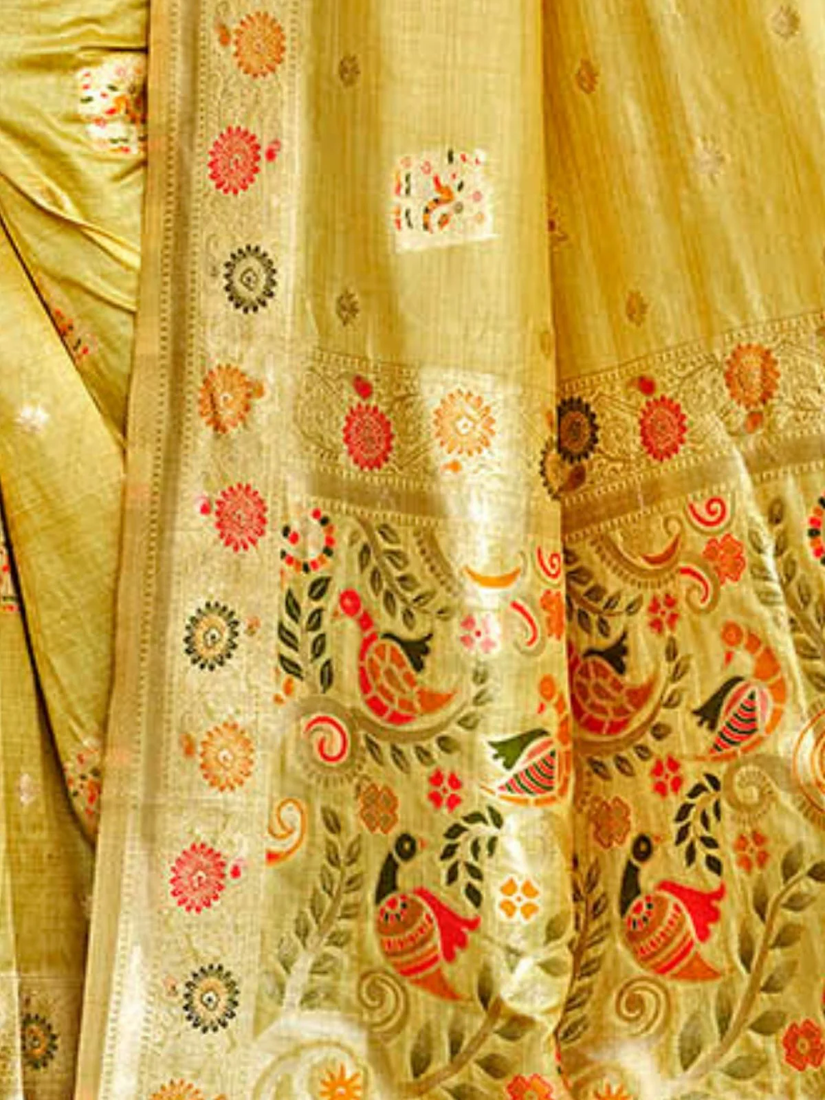 Odette Light Mustard Silk Blend Printed Saree For Women - Image 3