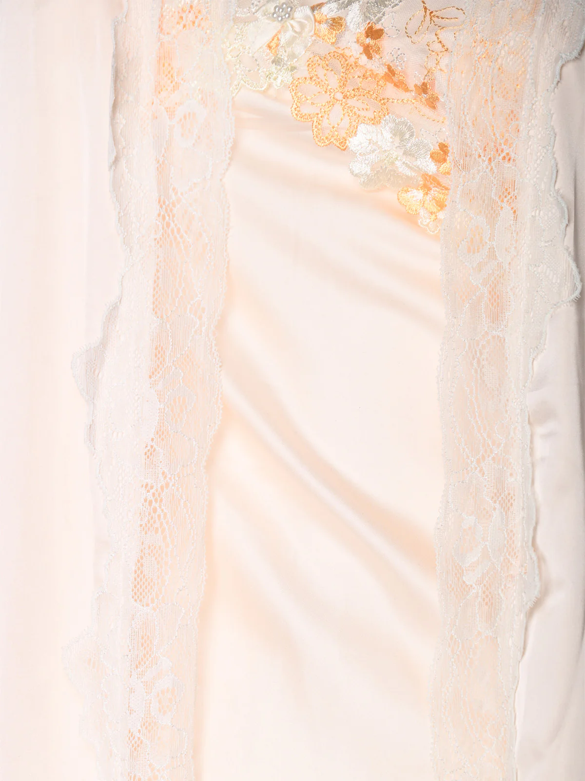 Odette Light Orange Satin Lace work Night Dress For Women - Image 4