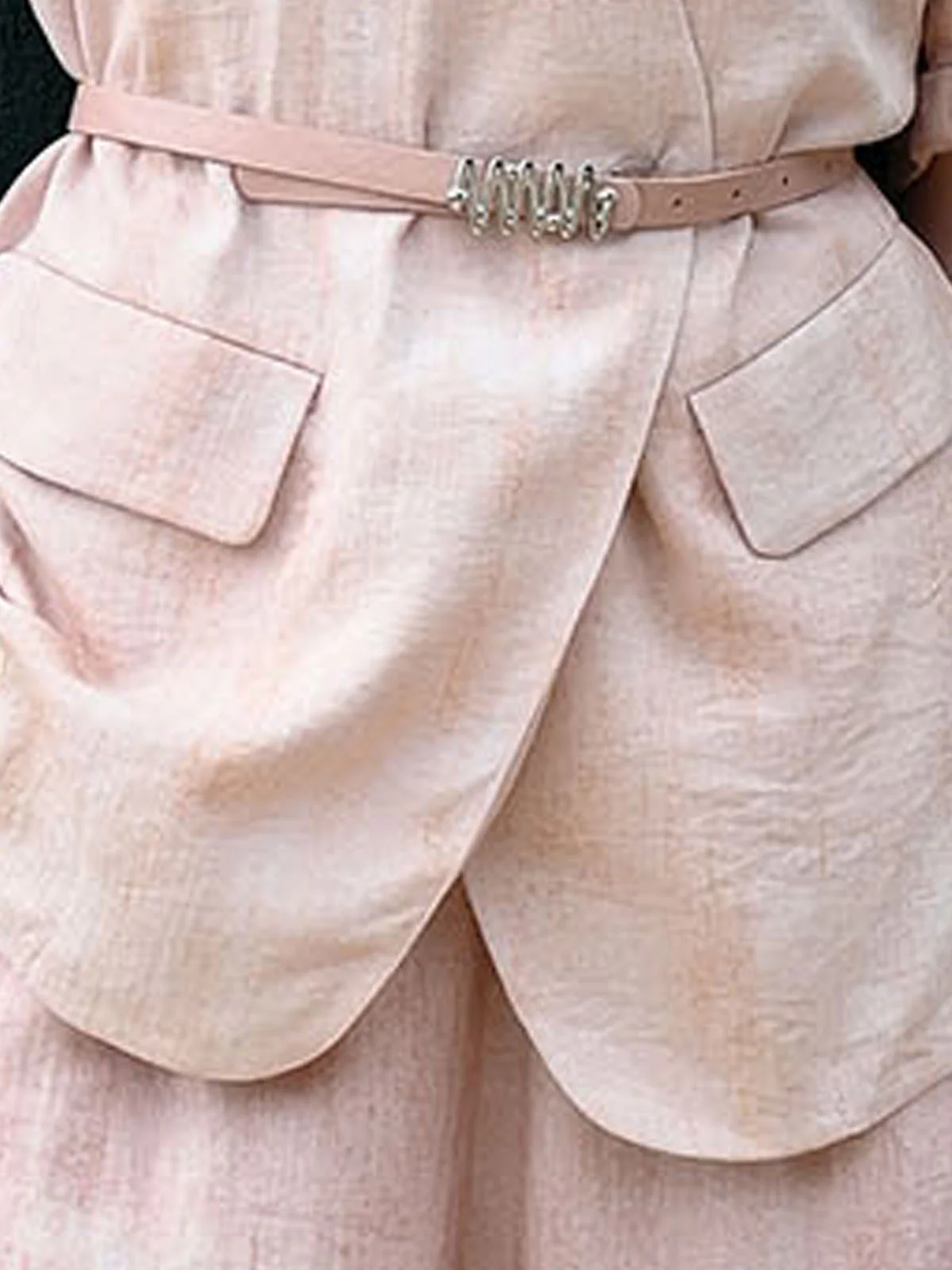Odette Light Pink Cotton Blend Solid Co-Ord Set For Women - Image 6