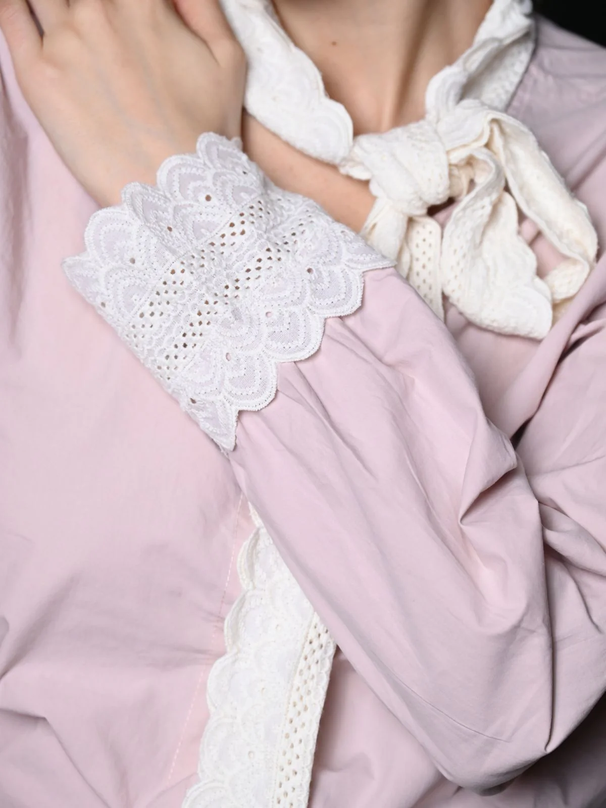 Odette Light Pink Cotton Poplin Top For Women - Image 5