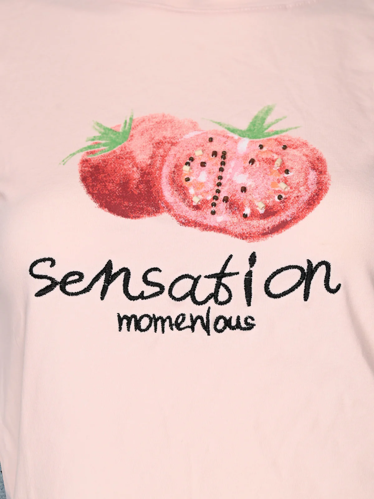 Odette Light Pink Cotton Rib Solid Top For Women - Image 4