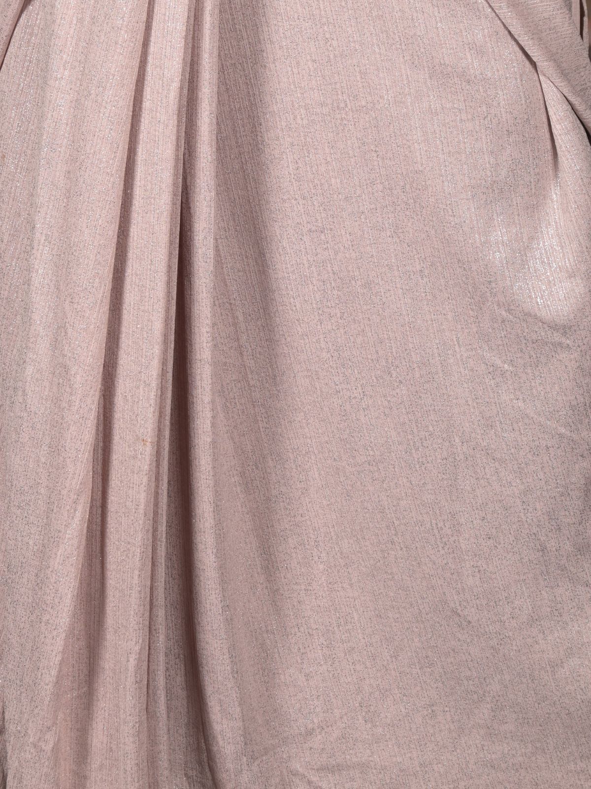 Odette Light Pink Embroidered Lycra Ready-To-Wear Saree With Stitched Blouse For Women - Image 5
