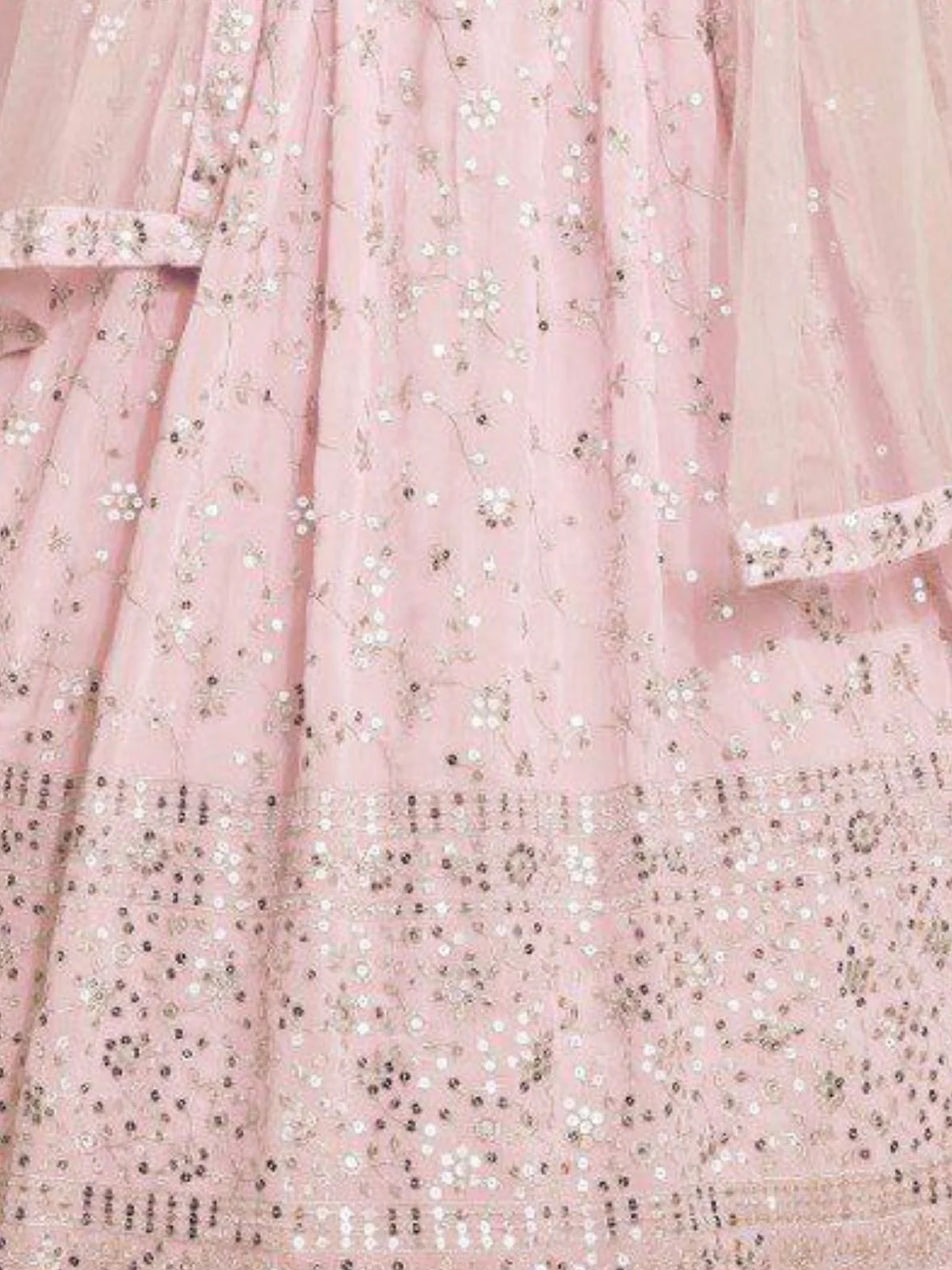 Odette Light Pink Georgette Embellished Semi Stitched Lehenga For Women - Image 5