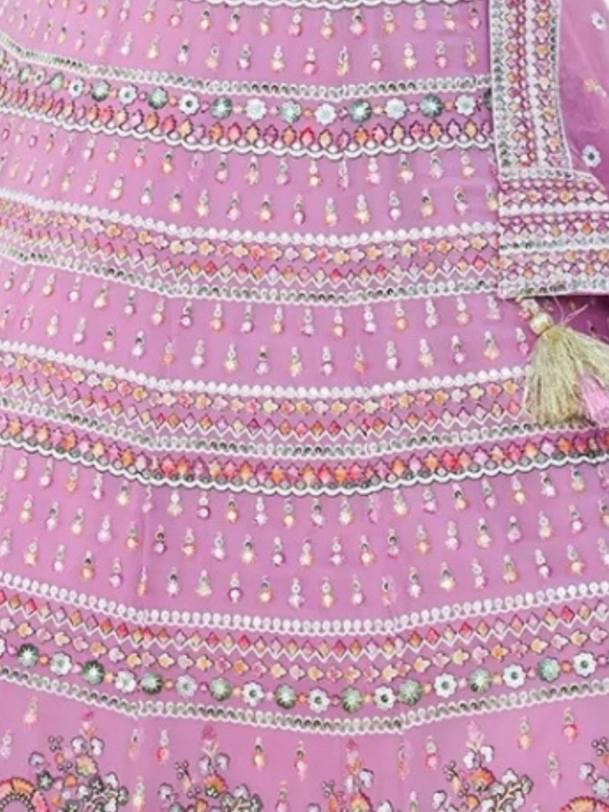 Odette Light Pink Georgette Embellished Semi-Stitched lehenga For Women - Image 5