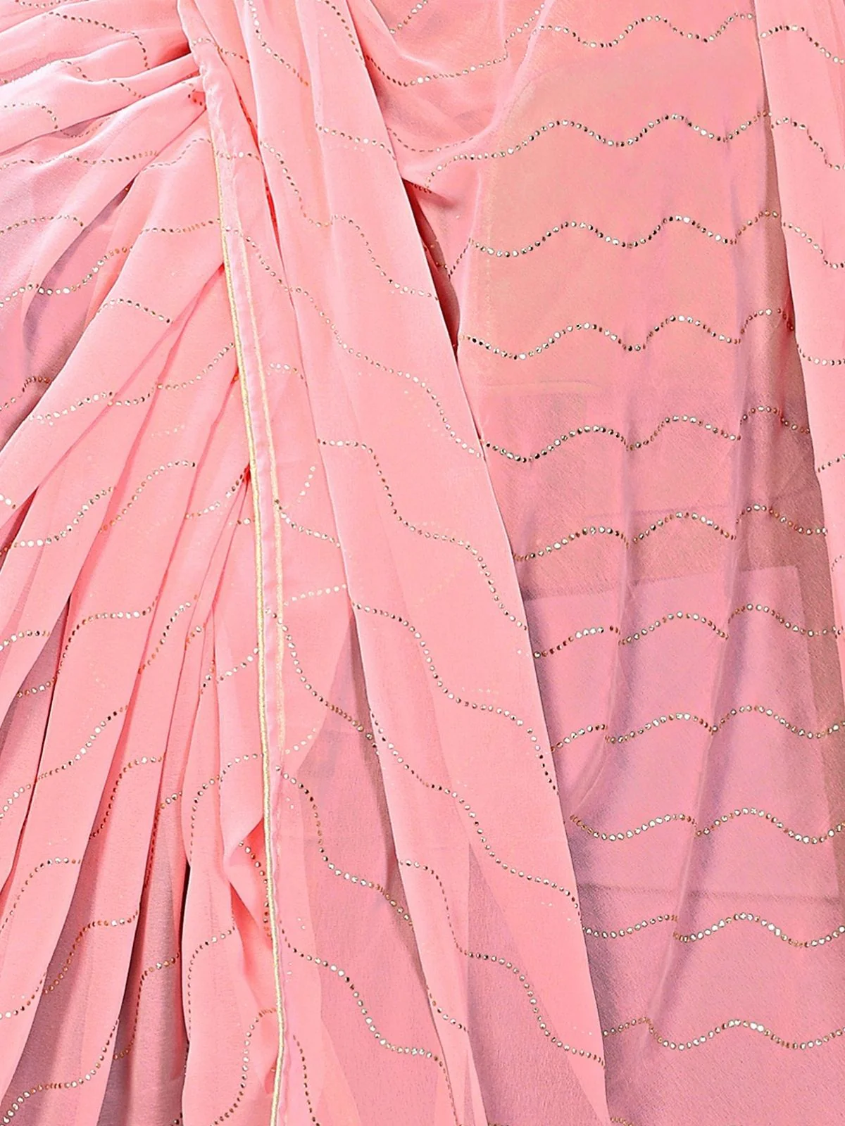 Odette Light Pink Georgette Embellished Saree For Women - Image 4