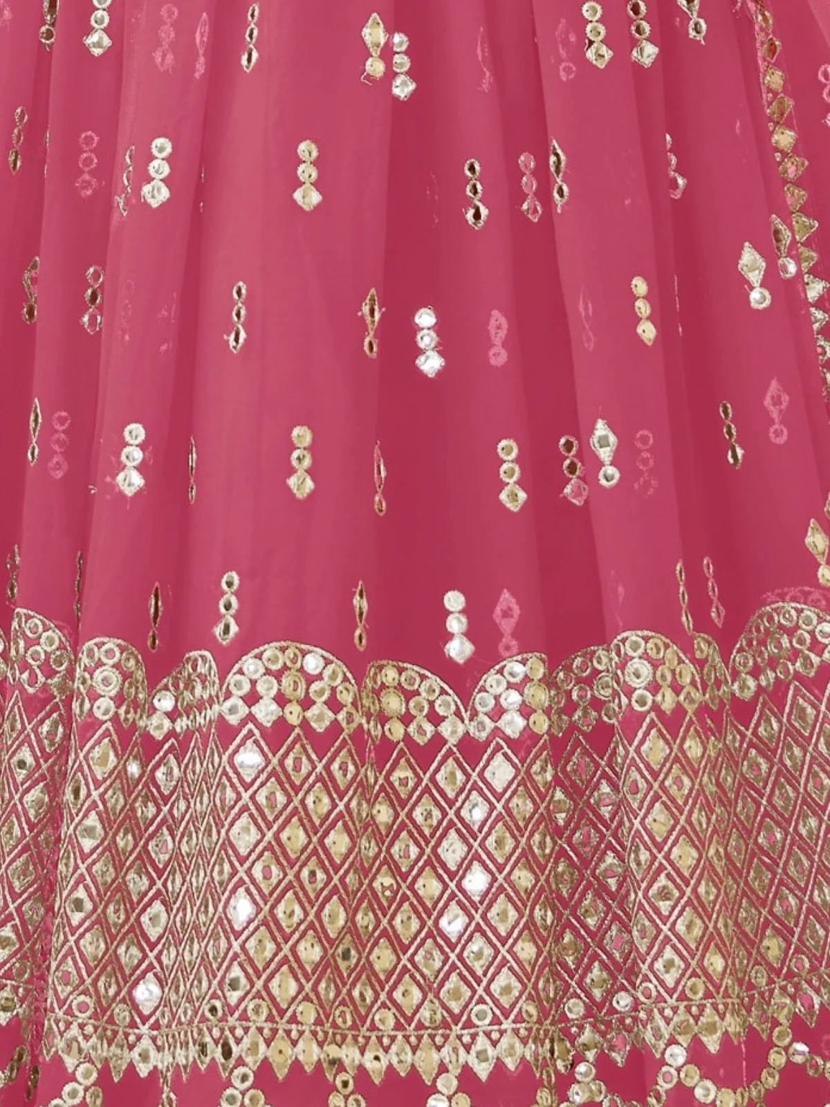 Odette Pink Georgette Embroidered Semi Stitched Lehenga With Unstitched Blouse For Women - Image 6