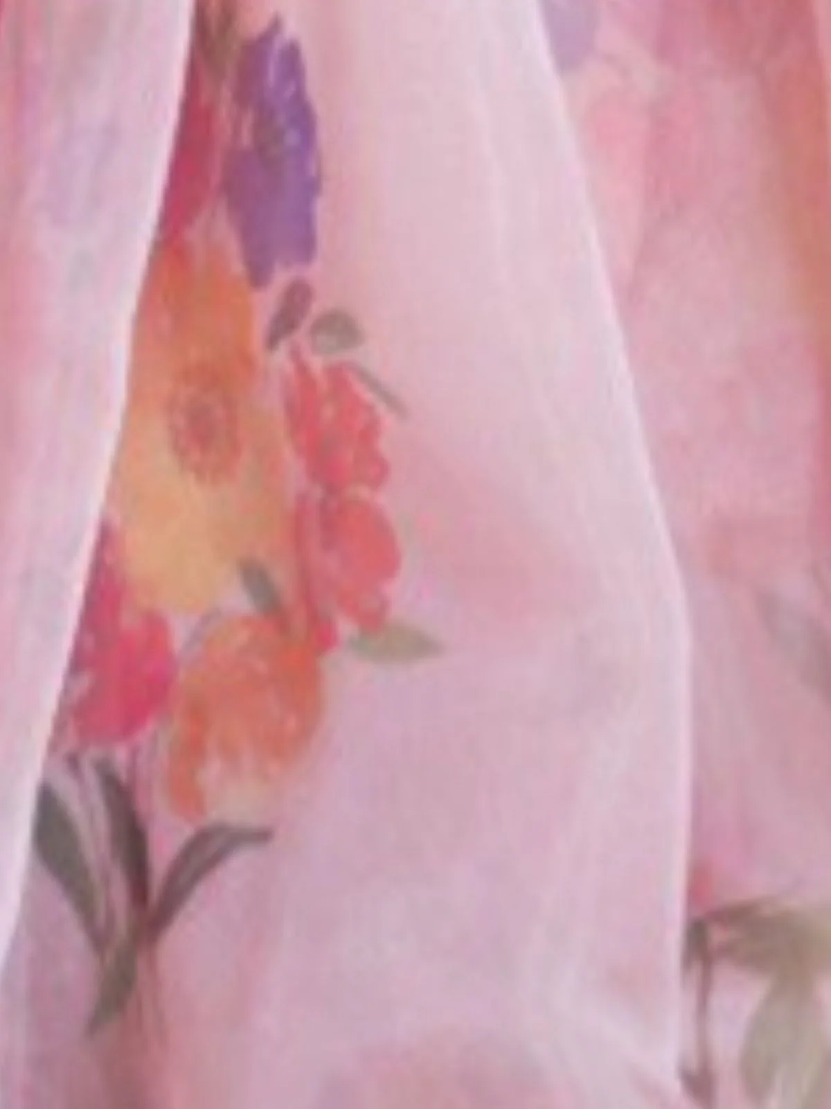 Odette Light Pink Organza Printed Saree With Unstitched Blouse For Women - Image 3