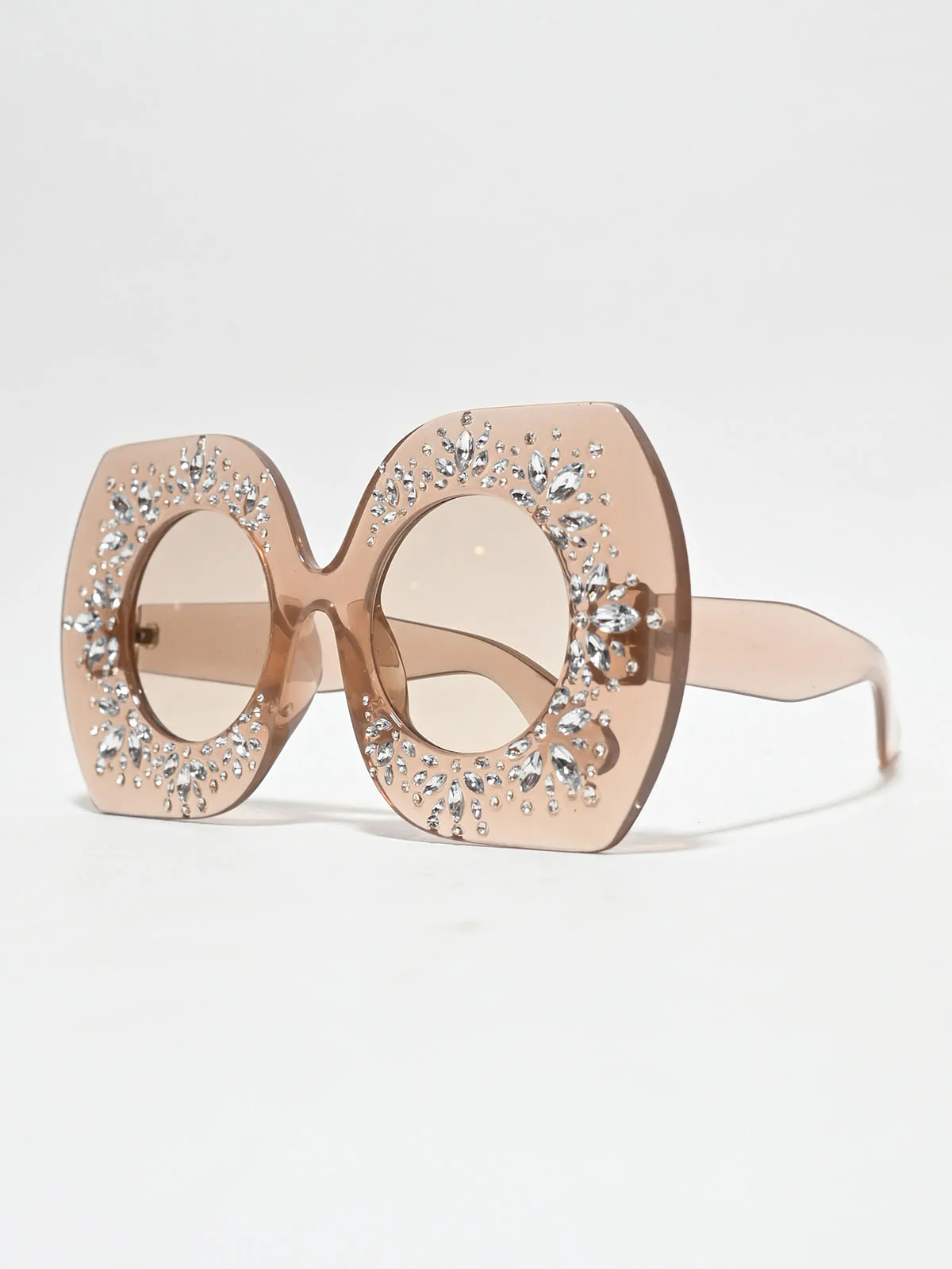 Odette Light Pink Plastic Embellished Sunglasses For Women - Image 4