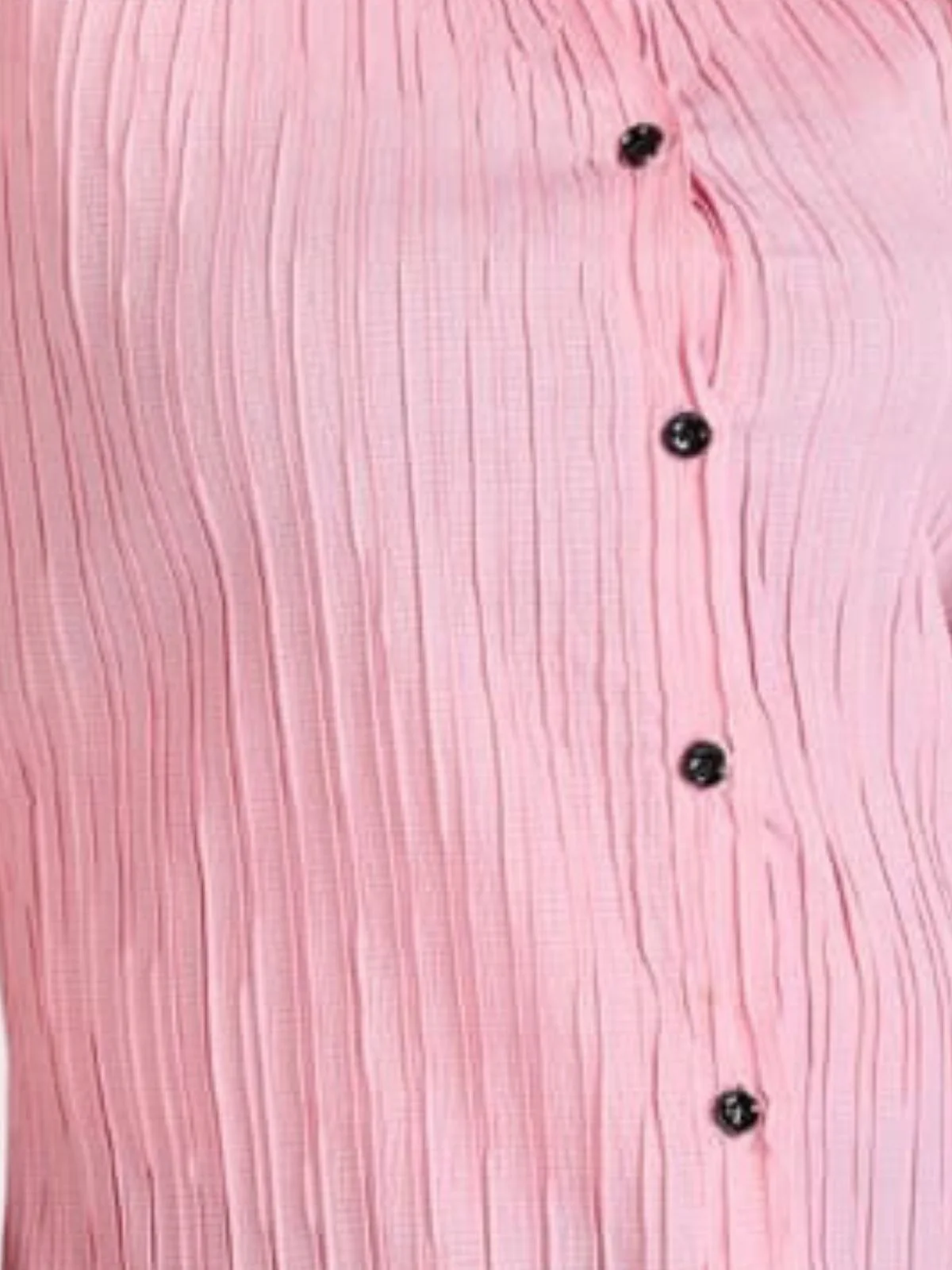 Odette Light Pink Poly Cotton Solid Shirt For Women - Image 4
