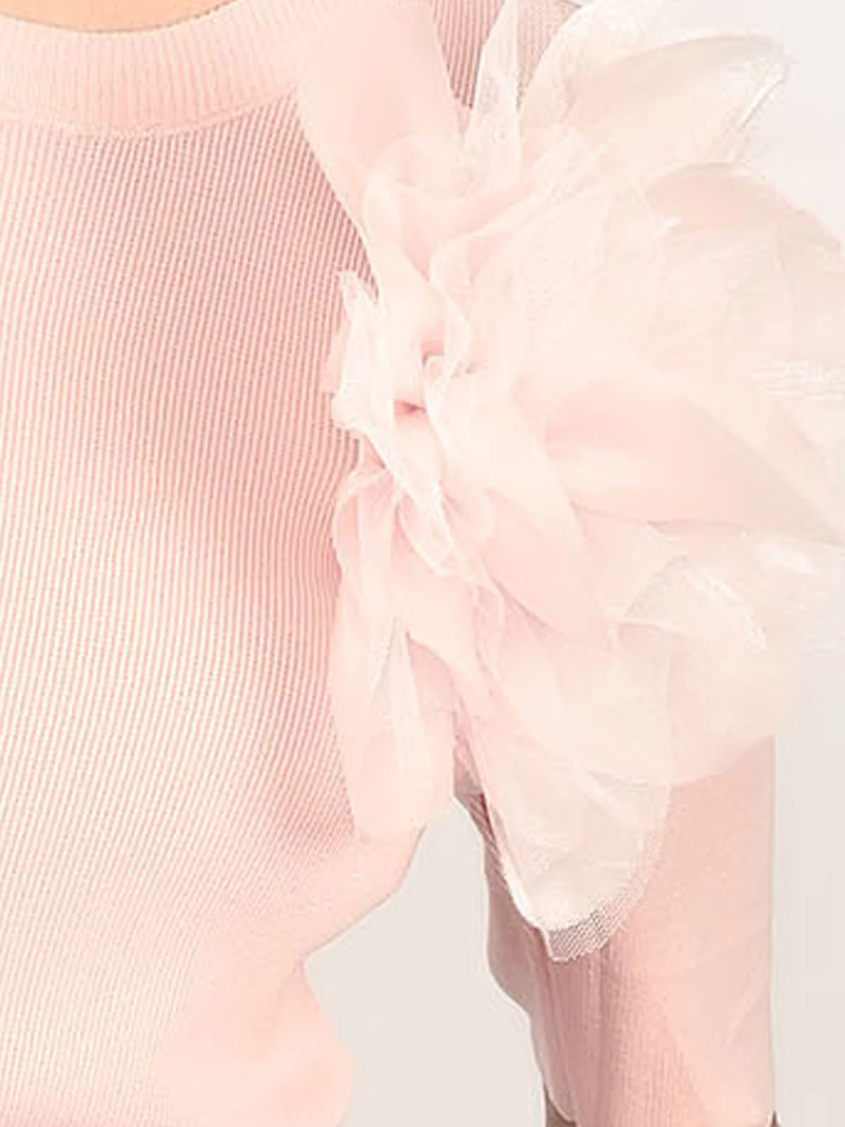 Odette Light Pink Polyester Lycra Solid Top For Women - Image 6