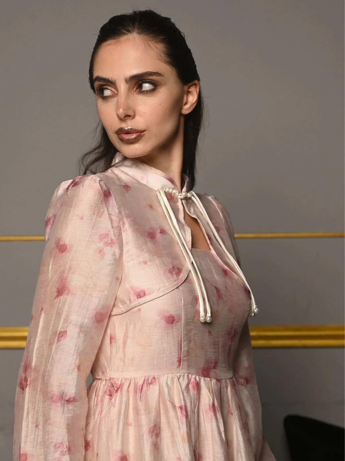 Odette Light Pink Polyester Printed Western Dress For Women - Image 5