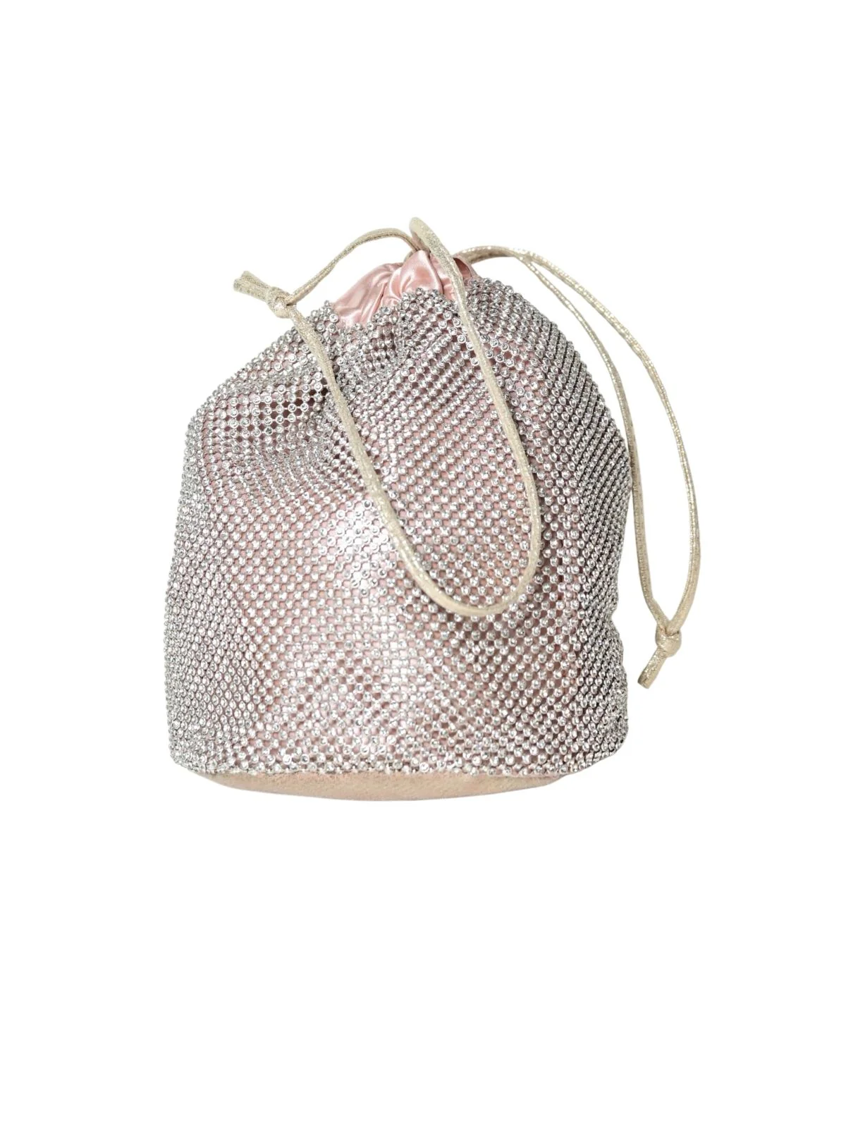 Odette Light Pink Satin Embellished Potli For Women - Image 3