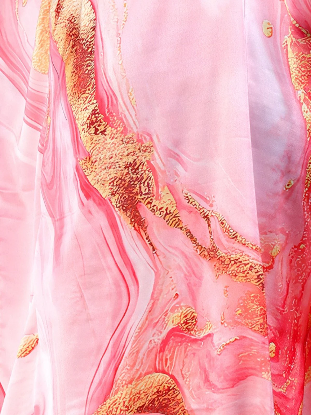Odette Light Pink Satin Printed Kaftan For Women - Image 5