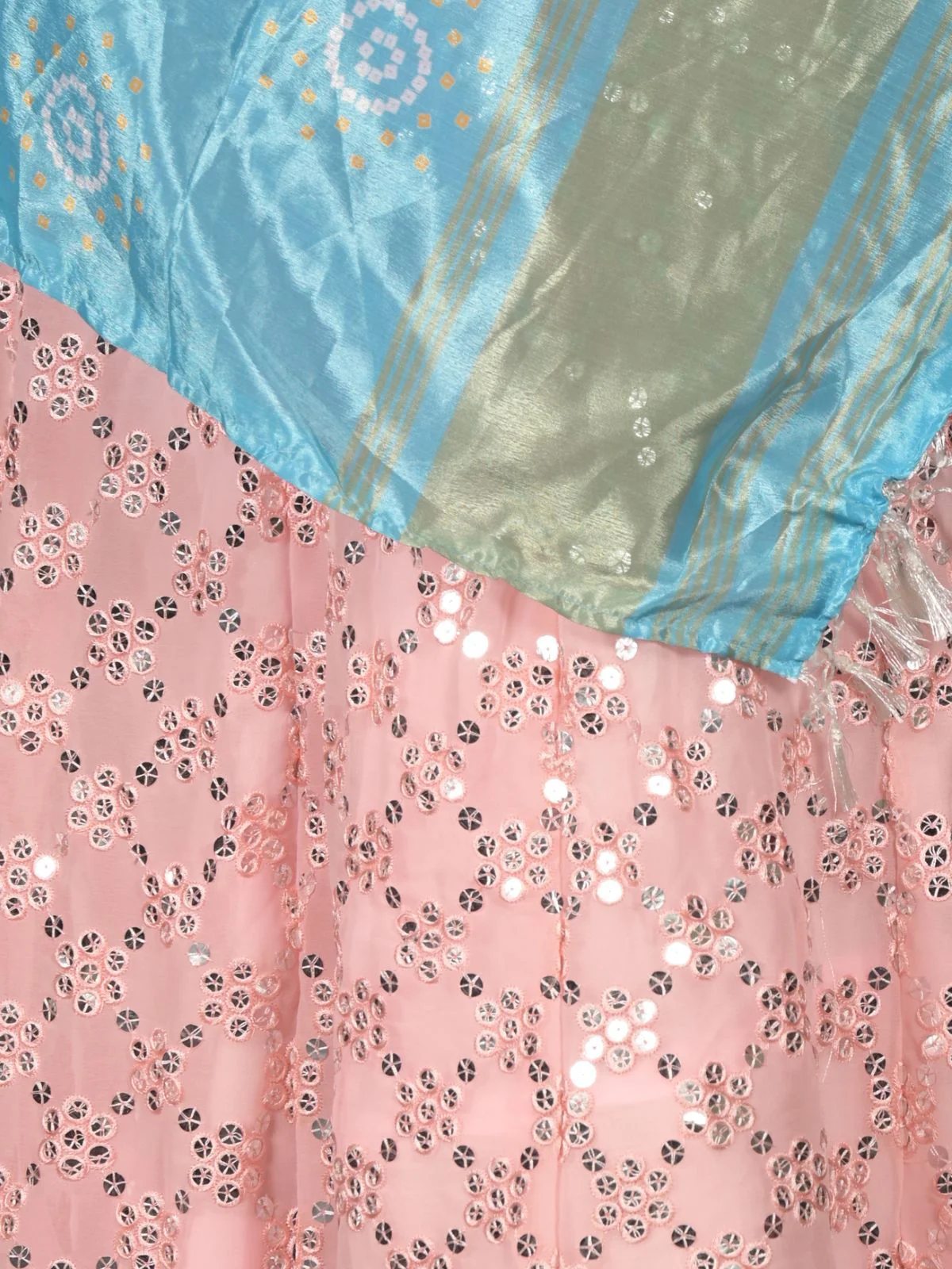 Odette Light Pink Sequins Embroidered Lehenga Set With Dupatta And Unstitched Blouse For Women - Image 5