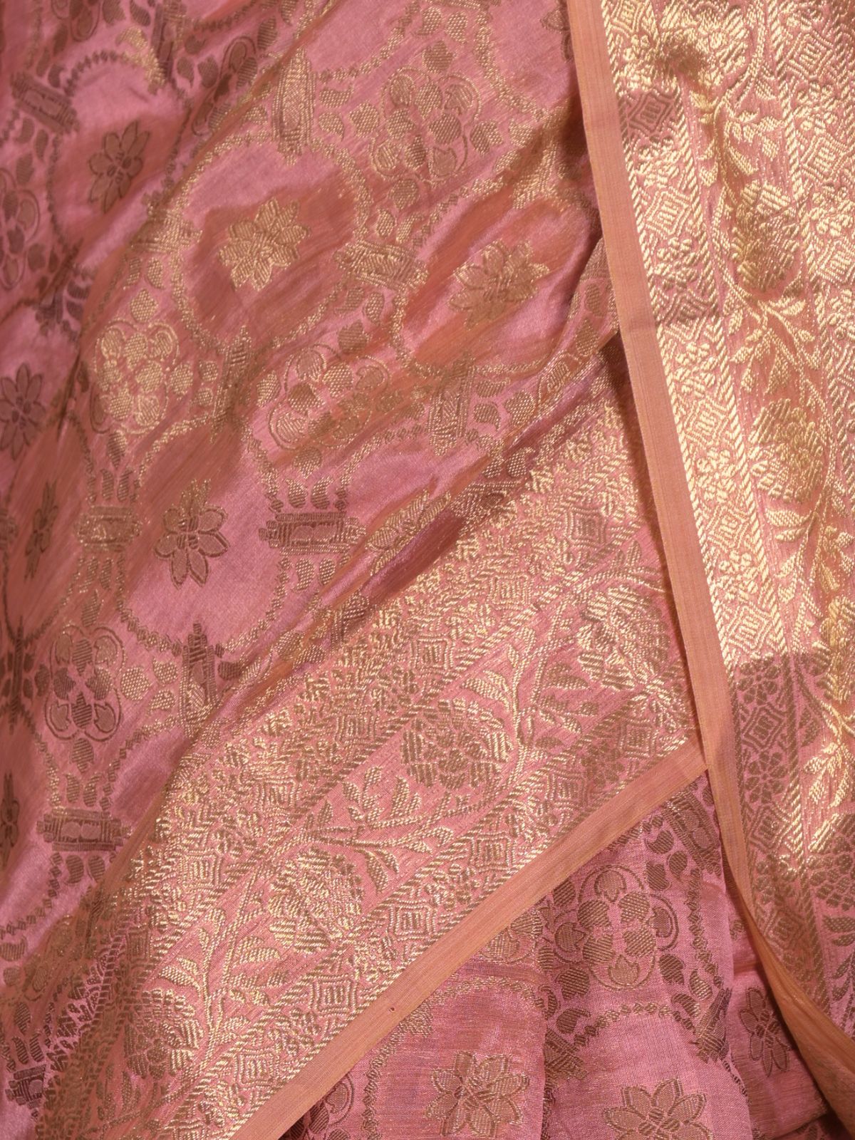 Odette Light Pink Silk Blend Woven Saree With Unstitched Blouse For Women - Image 5