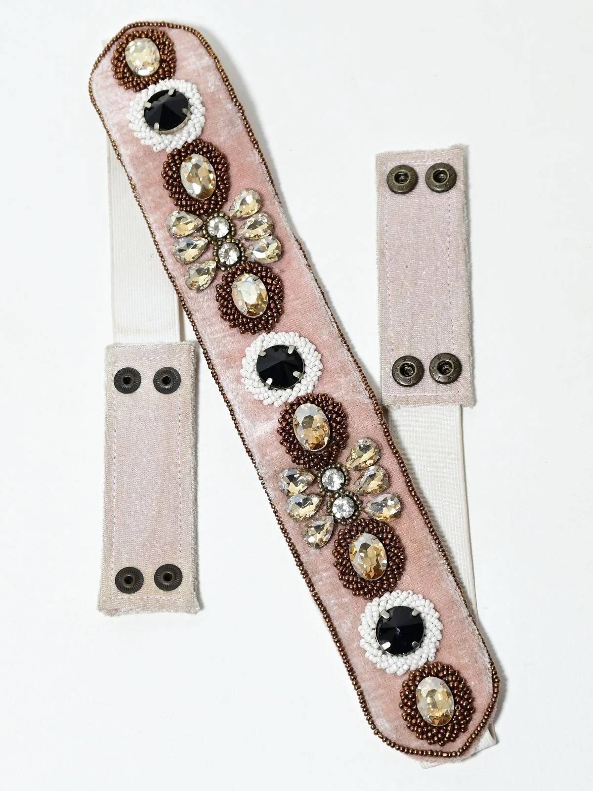 Odette Light Pink Suede Embellished Belt For Women - Image 5