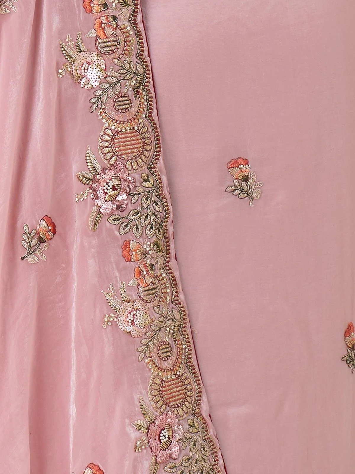 Odette Light Pink Viscose Silk Embroidered Saree For Women - Image 5