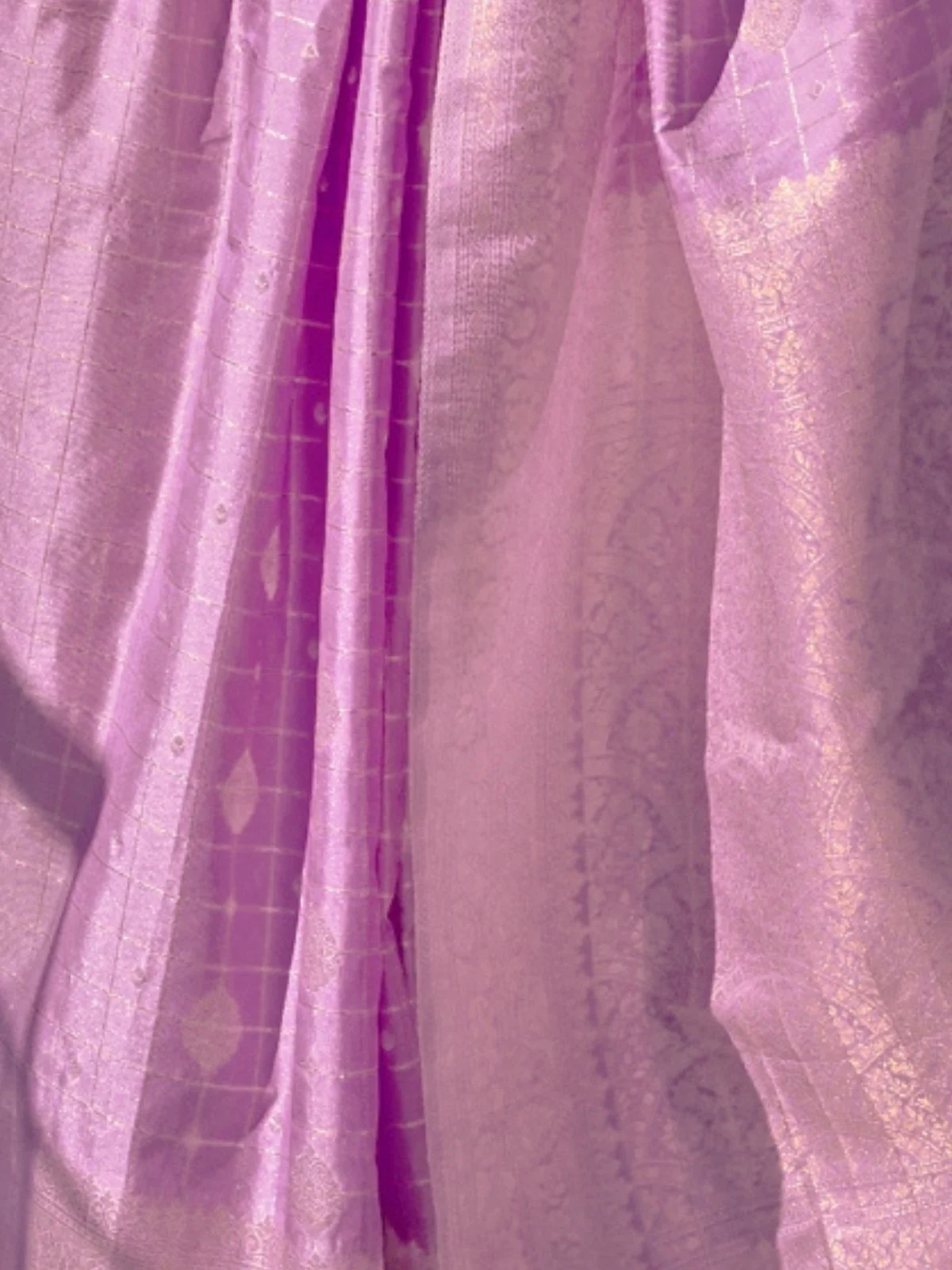 Odette Light Purple Silk Blend Woven Saree With Unstitched Blouse For Women - Image 3