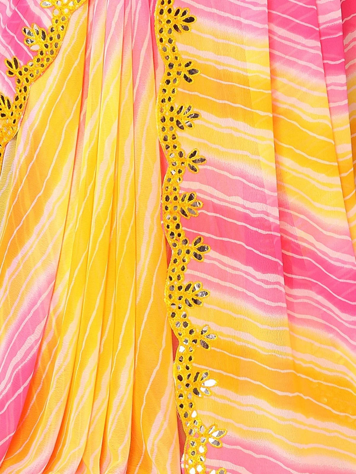 Odette Light Yellow Georgette Printed Saree For Women - Image 5