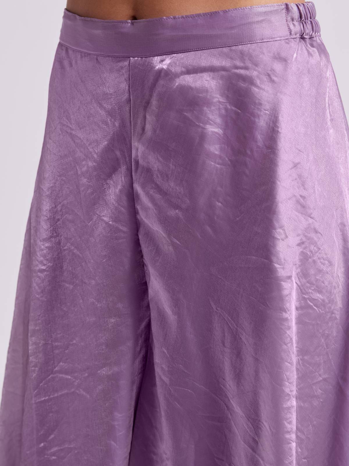 Odette Purple Organza Embroidered Stitched Kurta Set For Women - Image 6
