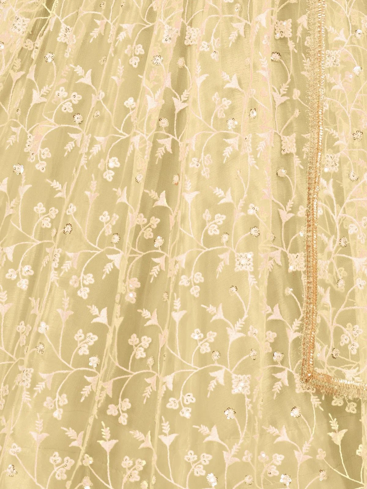 Odette Lime Green Net Embroidered Semi Stitched Lehenga For Women - Image 5