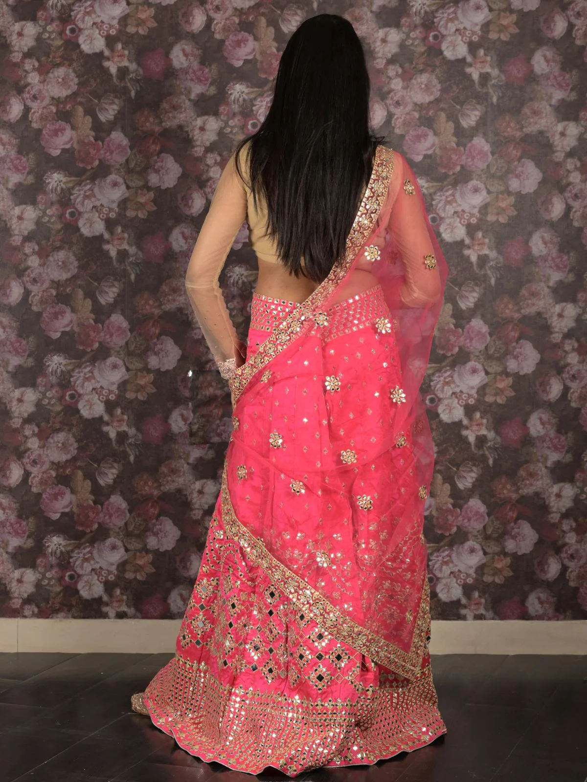 Odette Magenta Embroidered Semi Stitched Lehenga Set With Dupatta And Unstitched Blouse For Women - Image 4