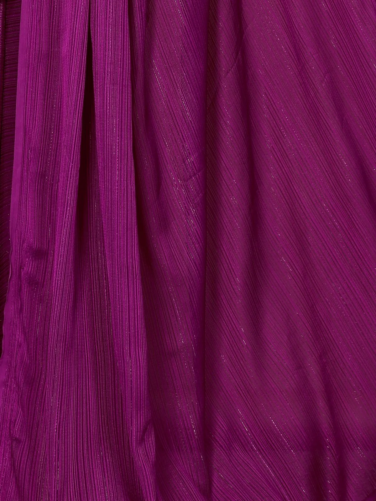 Odette Magenta Georgette Solid Saree For Women - Image 5
