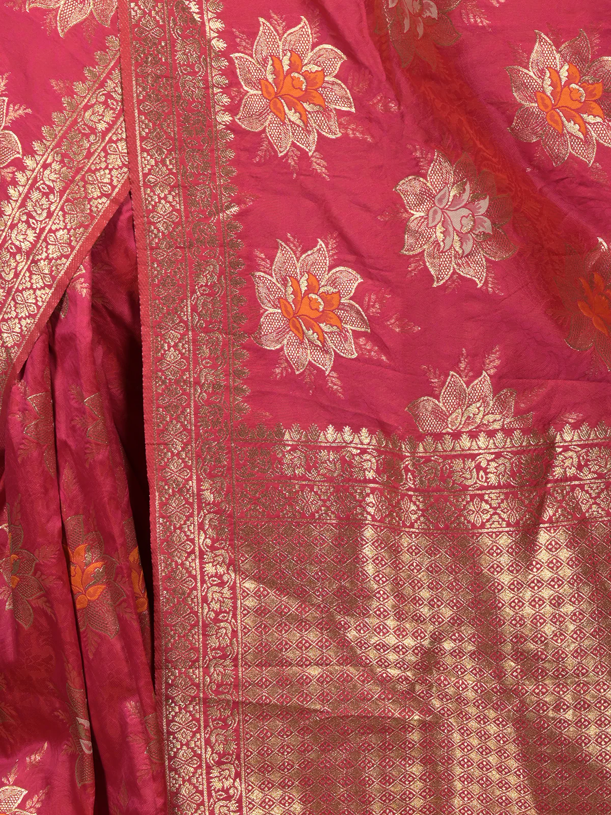 Odette Magenta Silk Blend Woven Saree with Unstitched Blouse for Women - Image 5