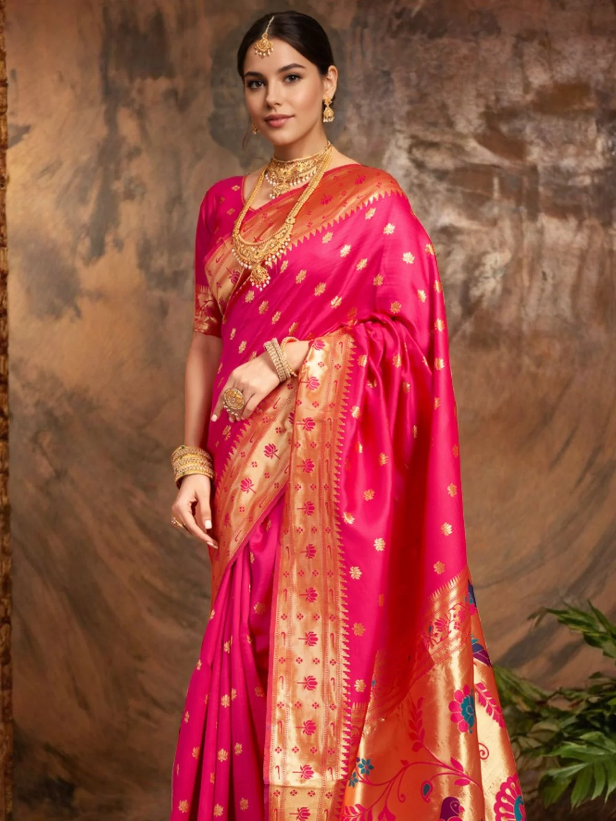 Odette Magenta Silk Woven Saree For Women - Image 4