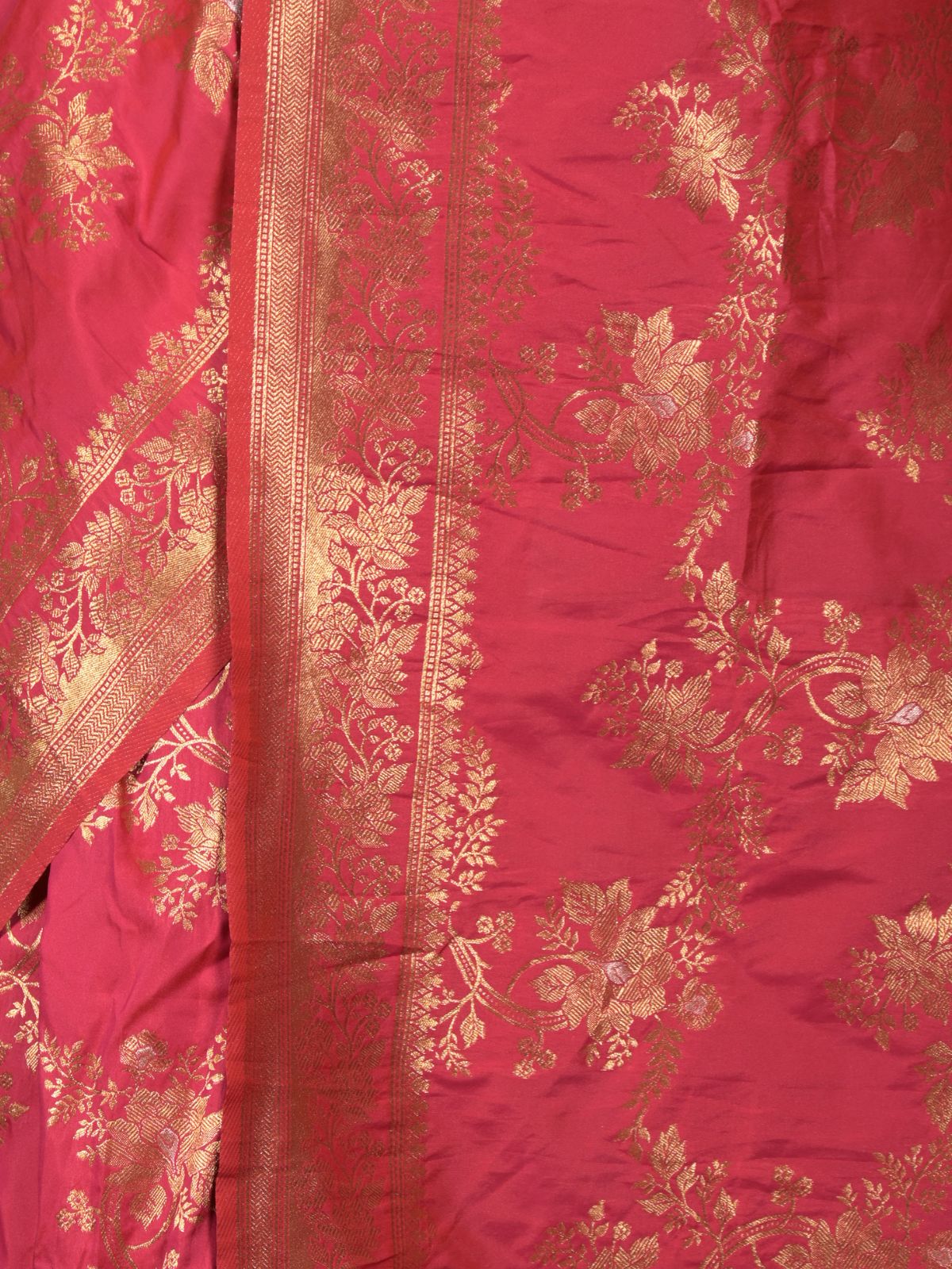 Odette Magenta Woven Silk Blend Saree with Unstitched Blouse for Women - Image 5