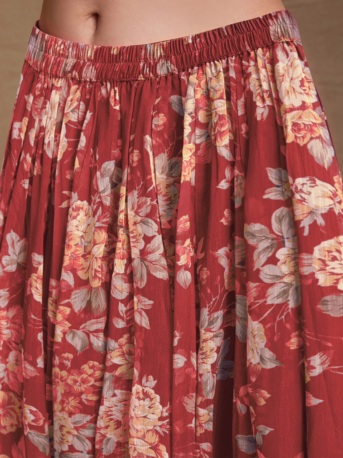Odette Maroon Chiffon Printed Stitched Salwar Suit For Women - Image 6