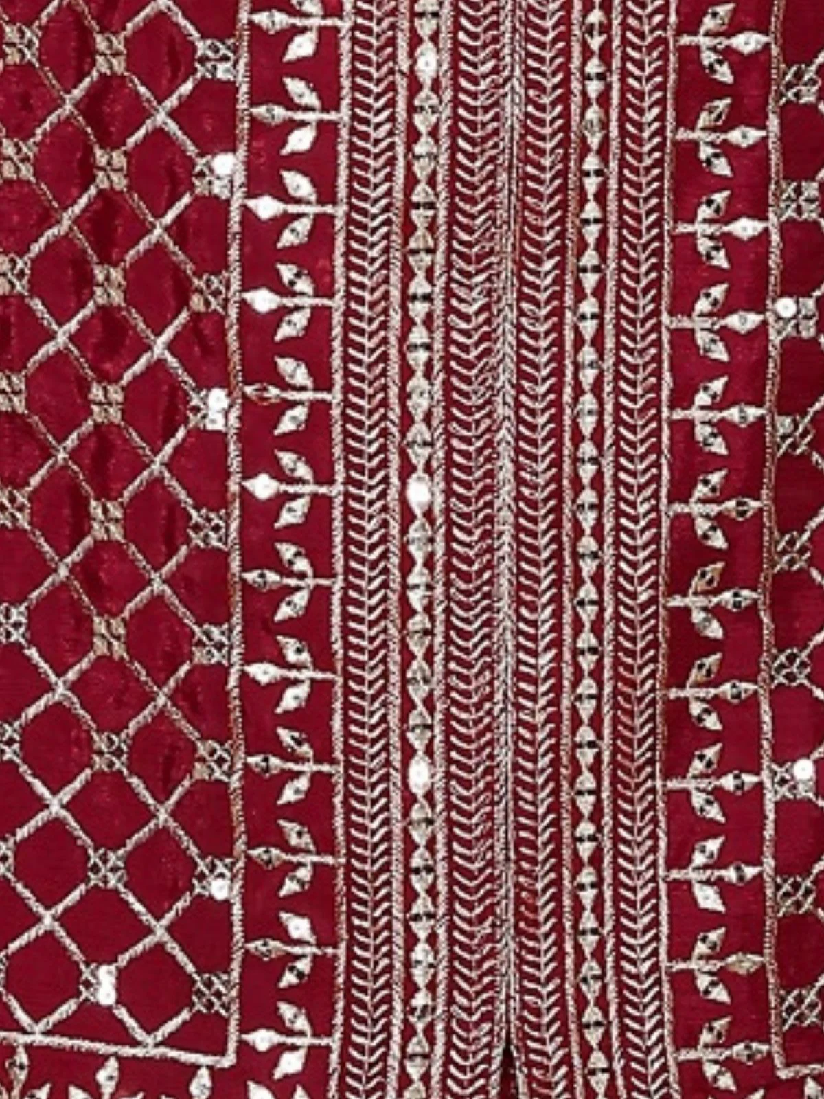 Odette Maroon Chinon Embroidered Stitched Kurta Set For Women - Image 5