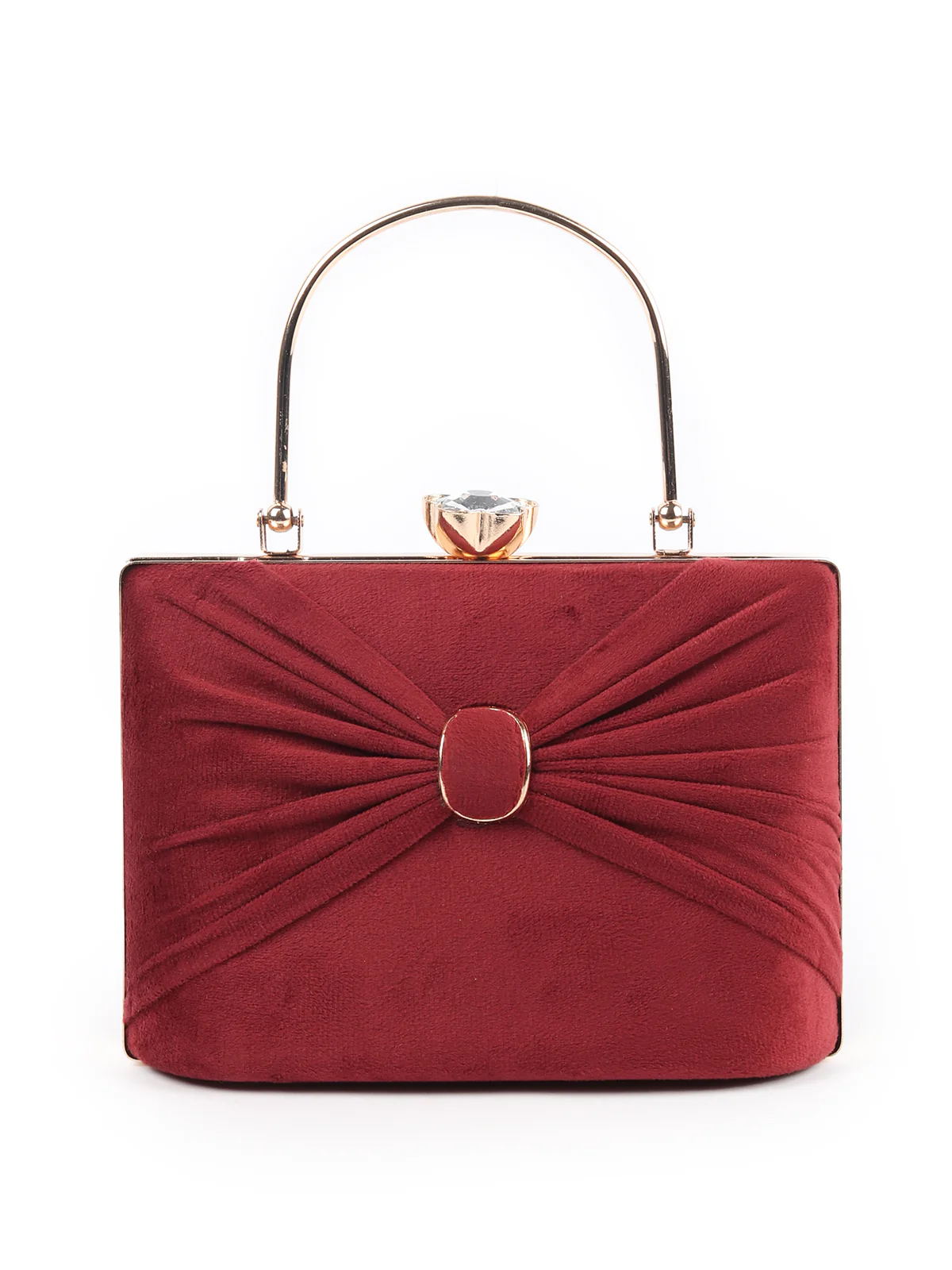 Odette Maroon Embellished Bridal Clutch For Women - Image 3