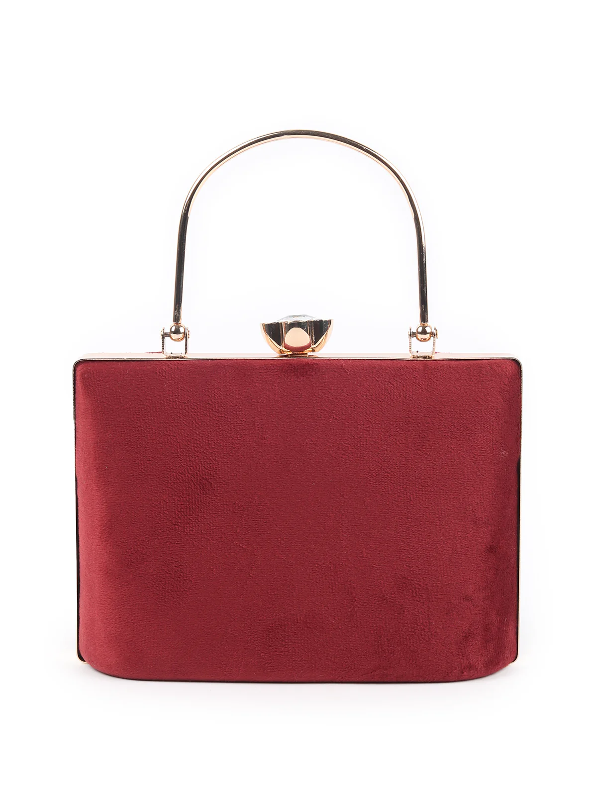 Odette Maroon Embellished Bridal Clutch For Women - Image 5