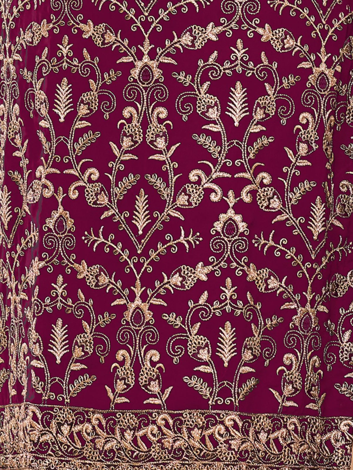 Odette Maroon Embroidered Georgette Semi Stitched Kurta Set With Dupatta For Women - Image 5