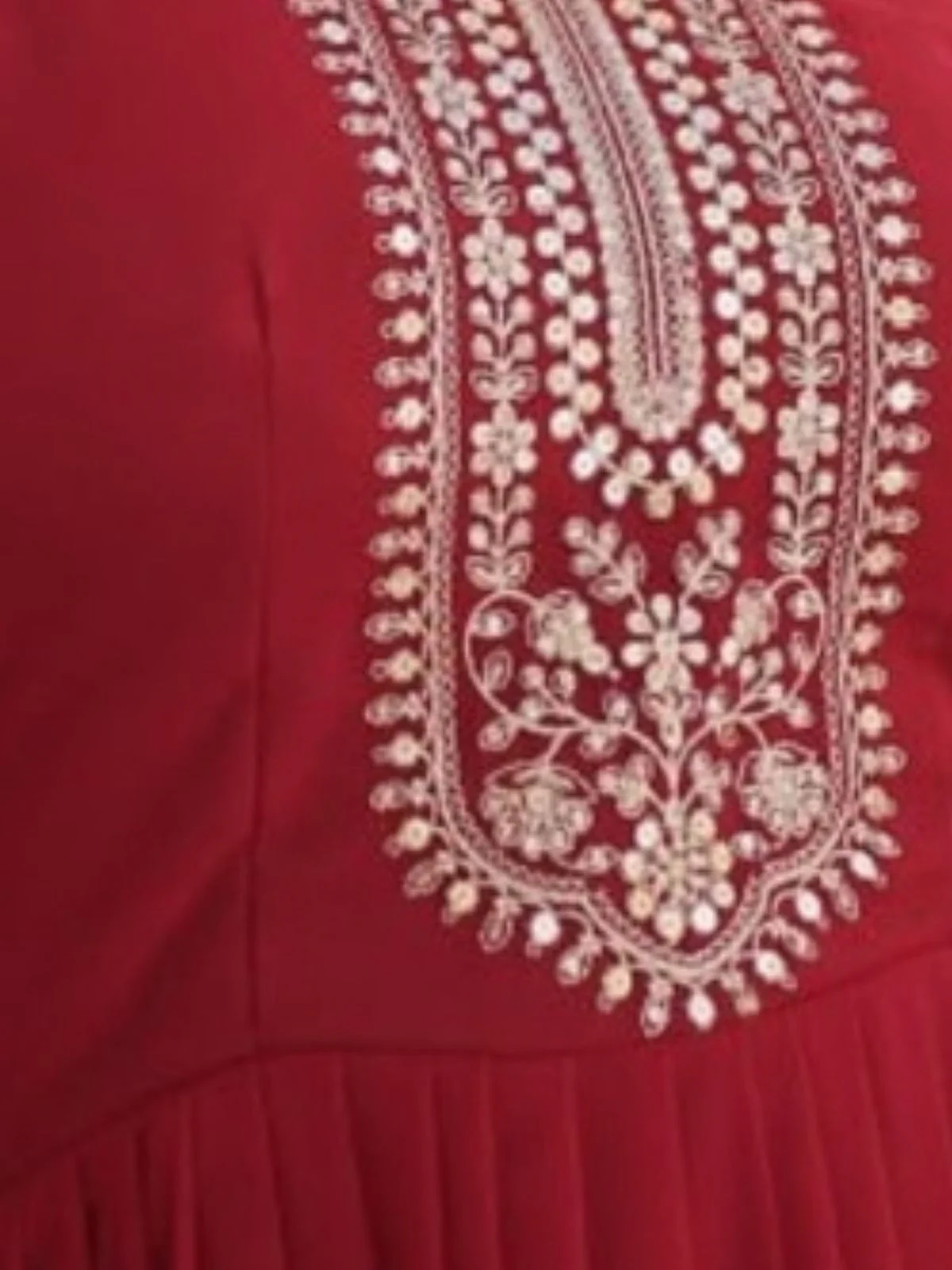 Odette Maroon Georgette Embroidered Stitched Gown With Dupatta For Women - Image 7