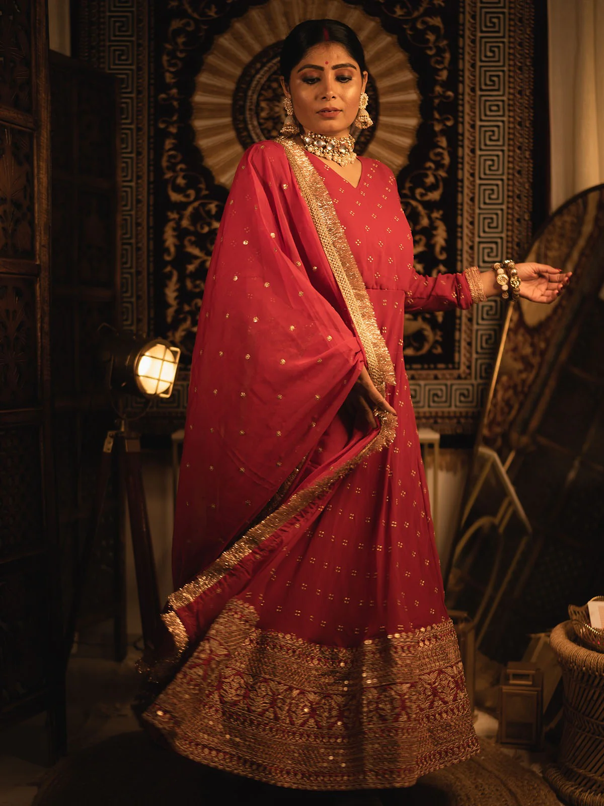 Odette Maroon Georgette Embroidery Stitched Salwar Suit Set For Women - Image 2