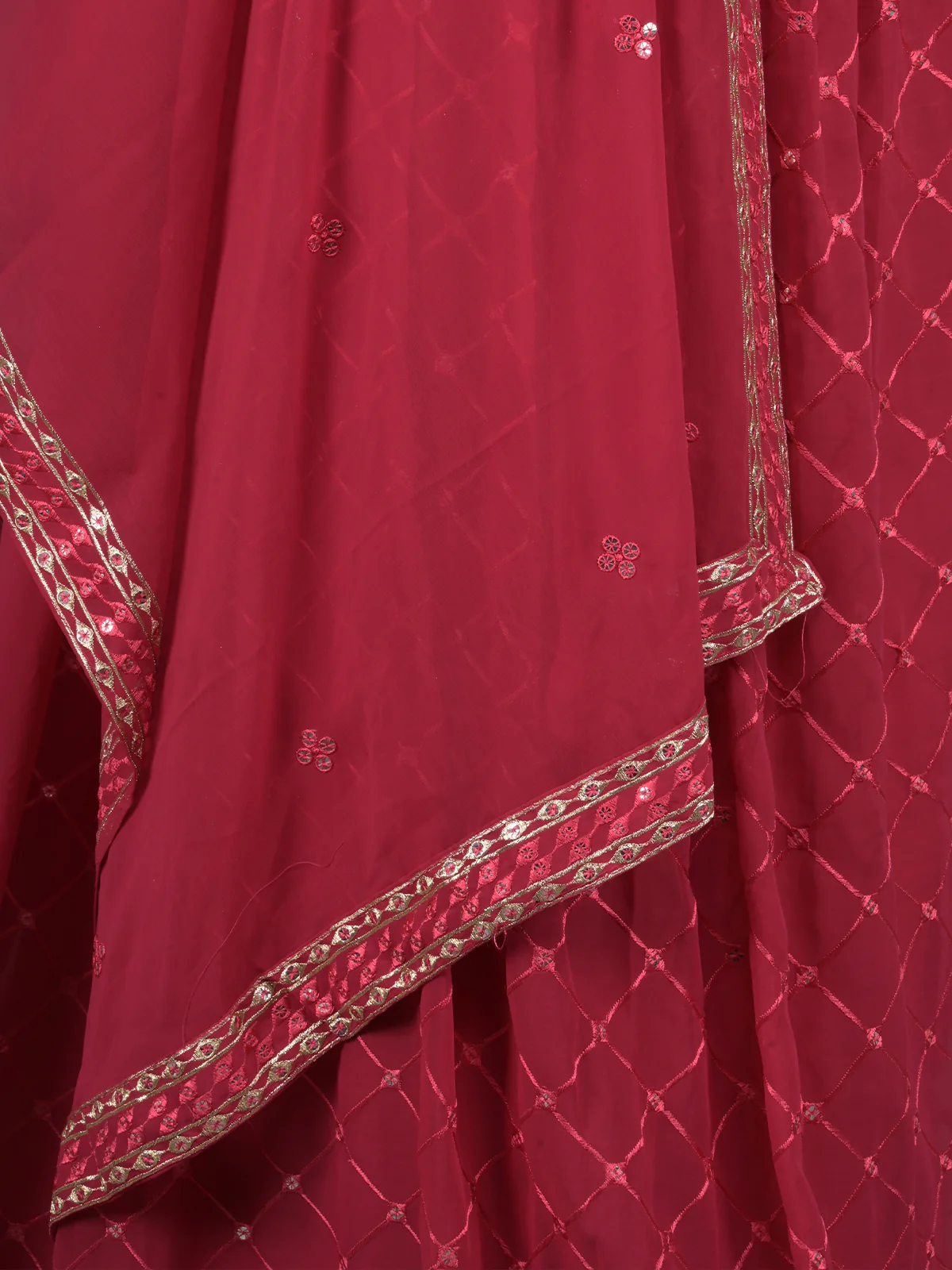 Odette Maroon Georgette Embroidered Stitched Lehenga Set For Women - Image 5