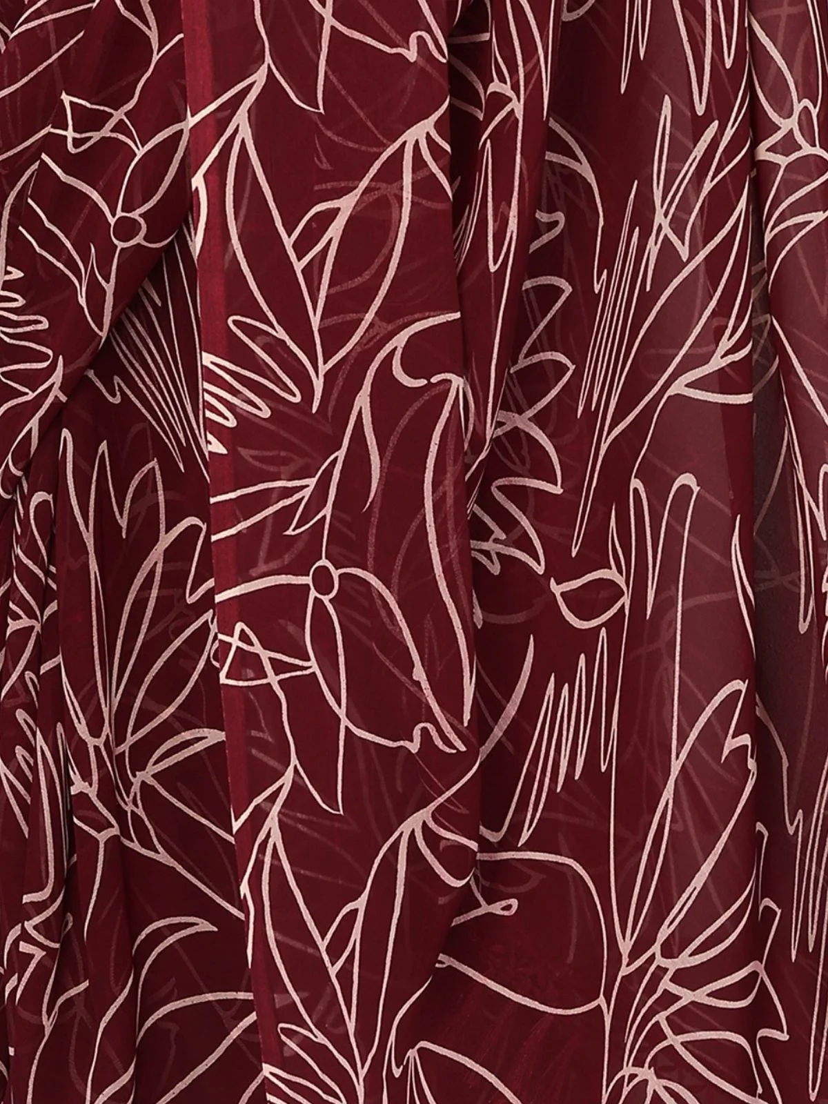 Odette Maroon Georgette Printed Saree With Unstitched Blouse For Women - Image 5