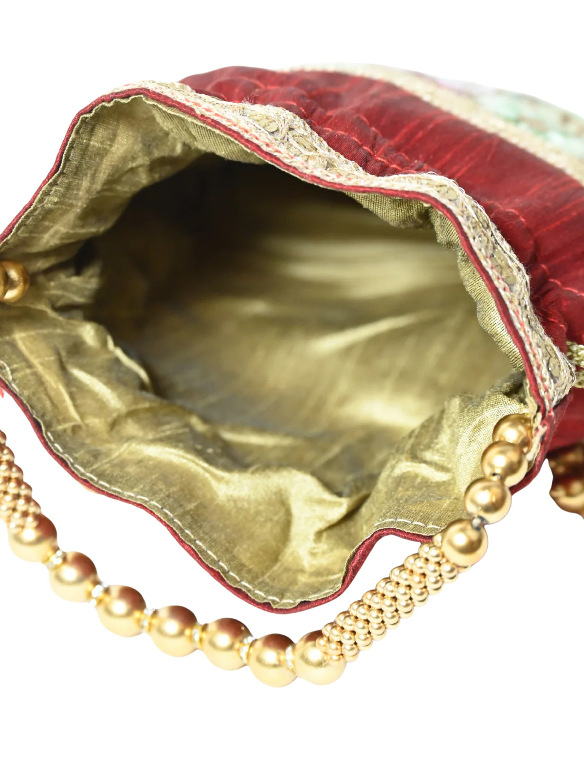 Odette Maroon Jute Embroidered Potli For Women - Image 5