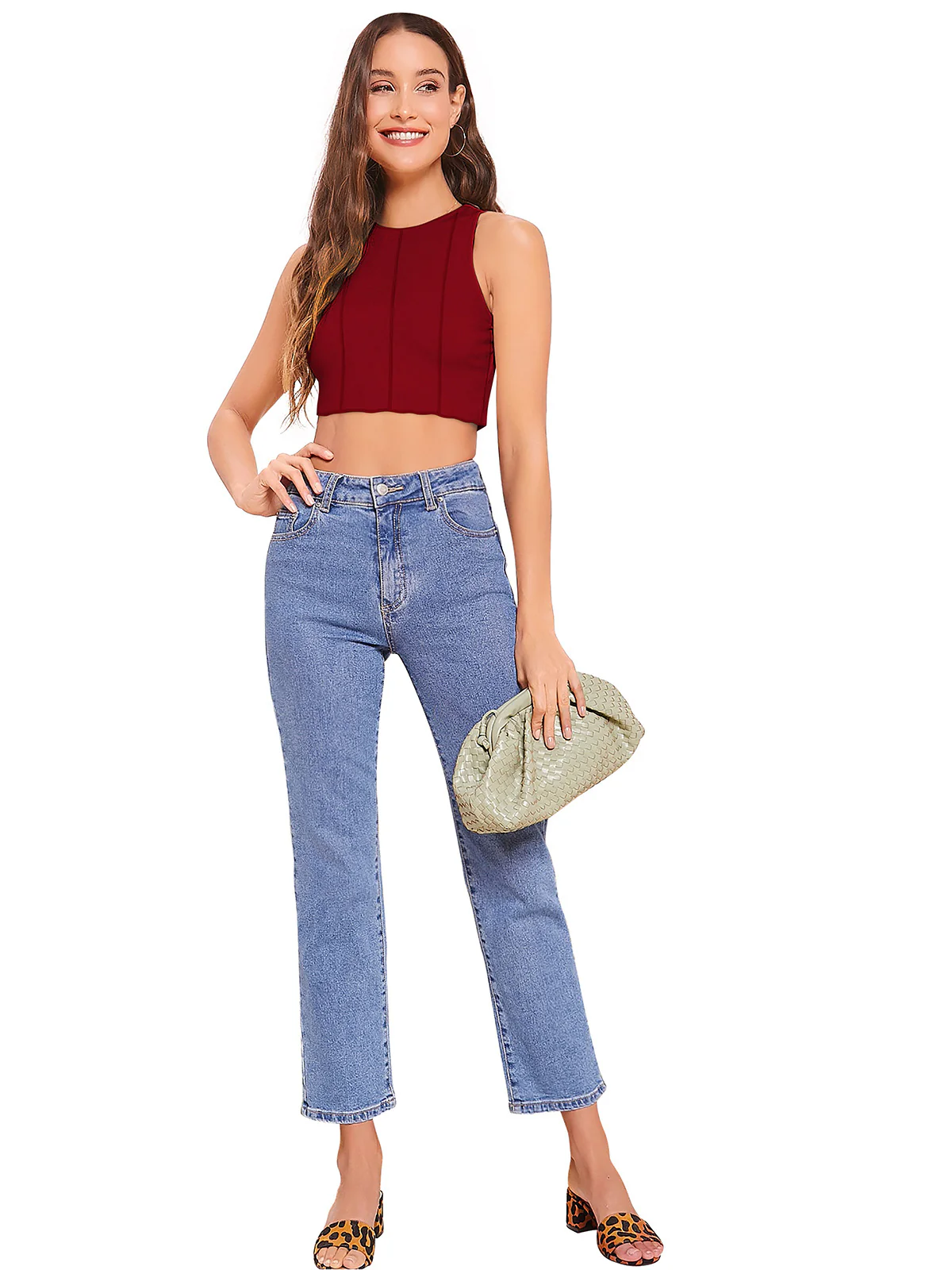 Odette Maroon Knit Fabric Top For Women - Image 5