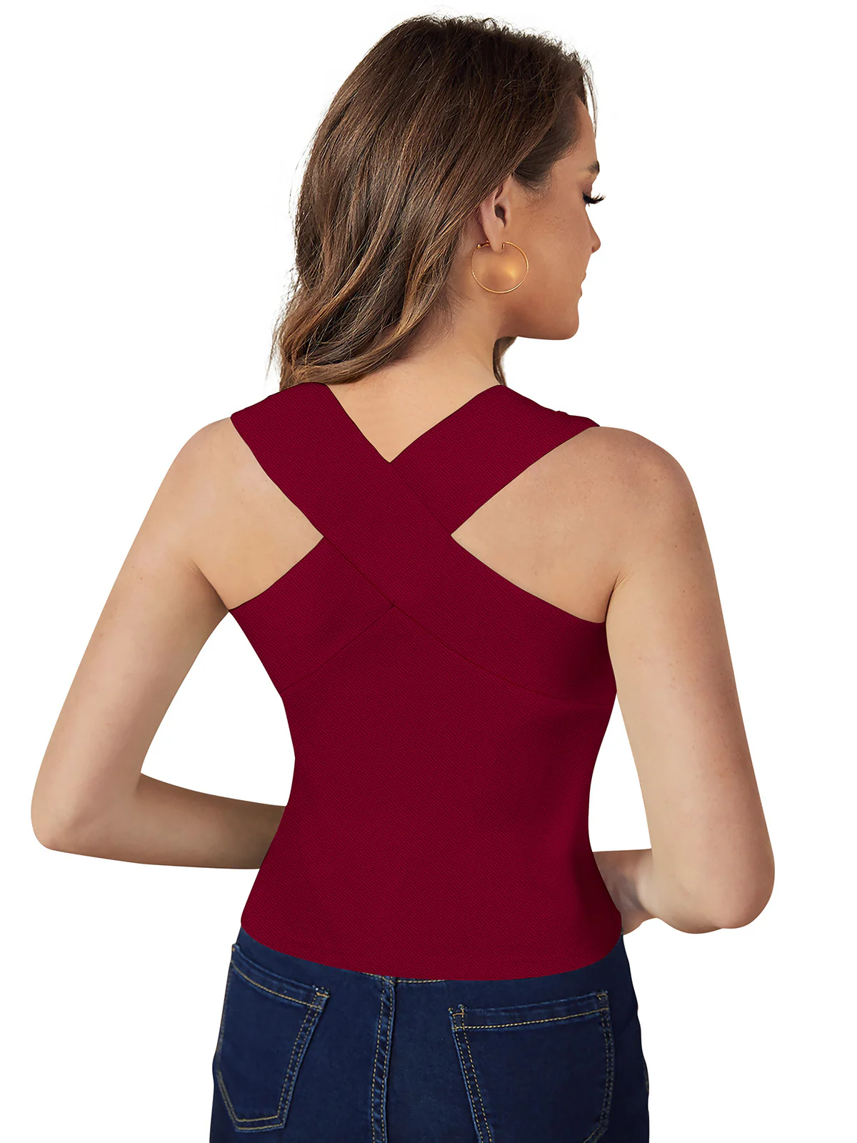Odette Maroon Knit Fabric Top For Women - Image 4