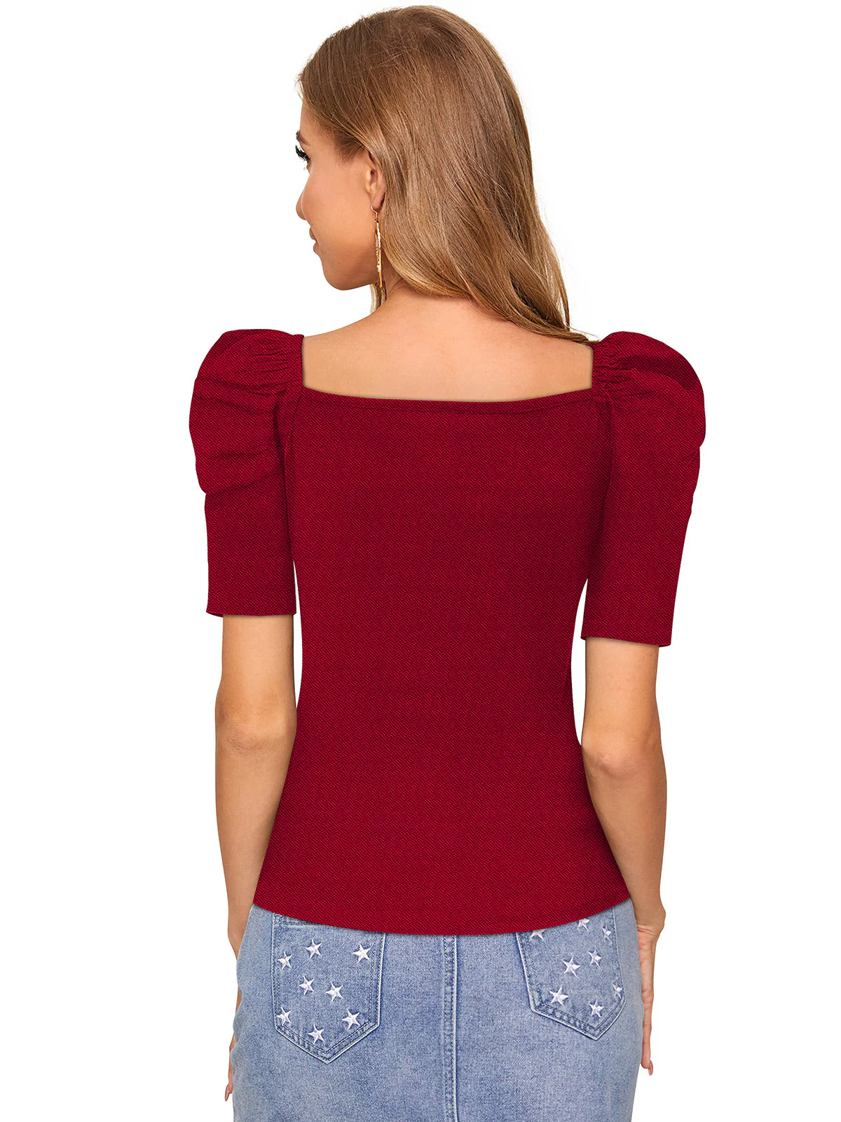 Odette Maroon Knit Fabric Top For Women - Image 4