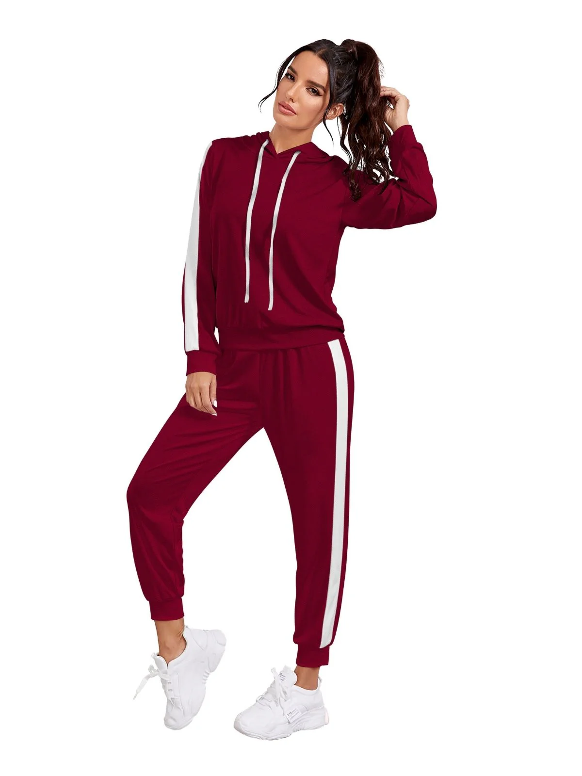 Odette Maroon Polyester Patterned Co-Ord Set For Women - Image 2