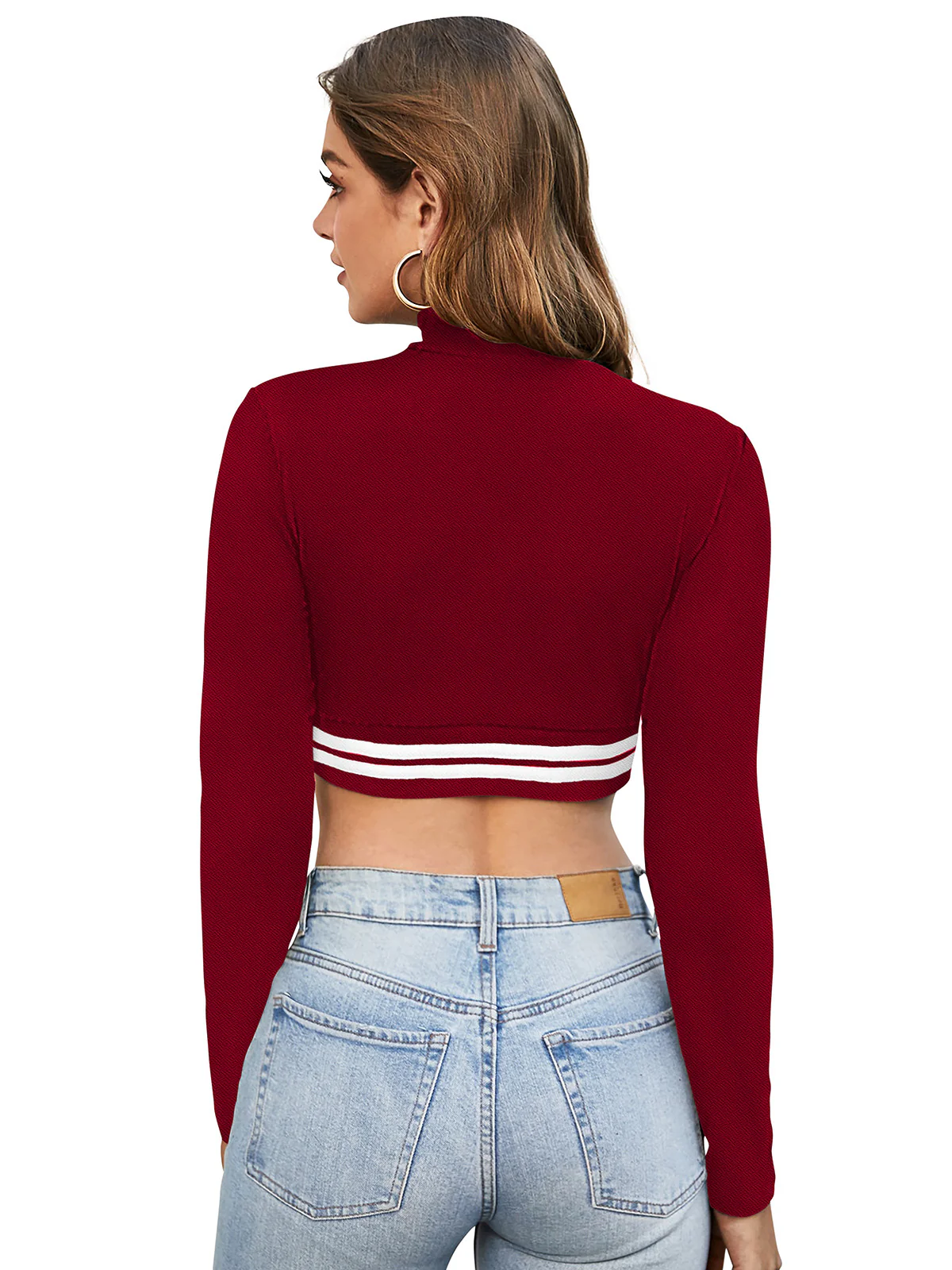 Odette Maroon Polyester Solid Top For Women - Image 4