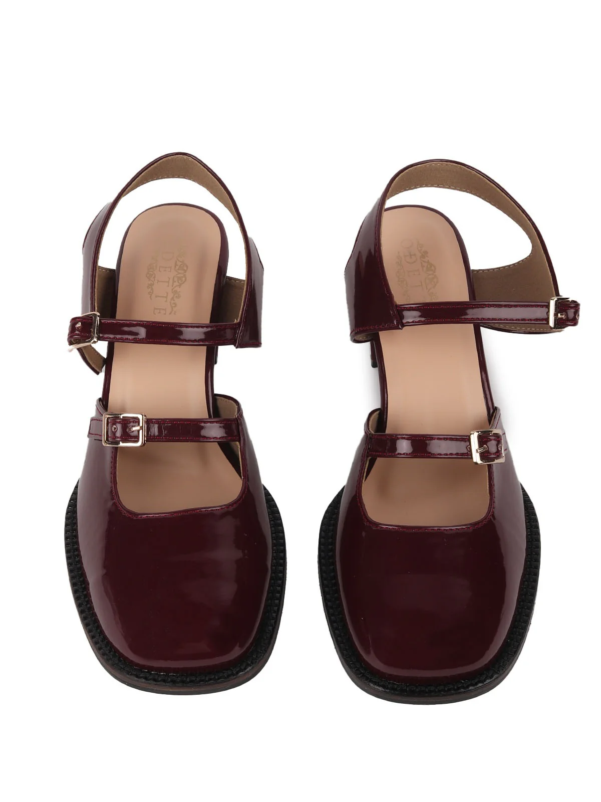 Odette Maroon PU Solid Shoes For Women - Image 2