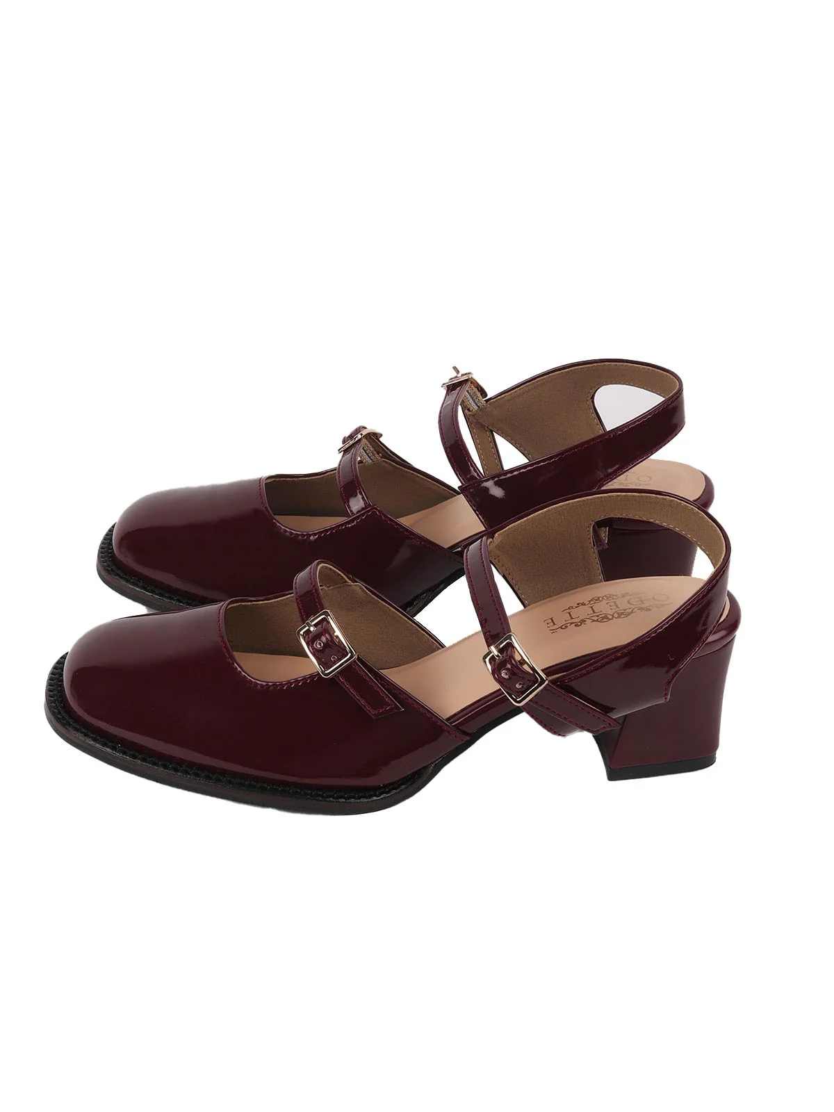 Odette Maroon PU Solid Shoes For Women - Image 4