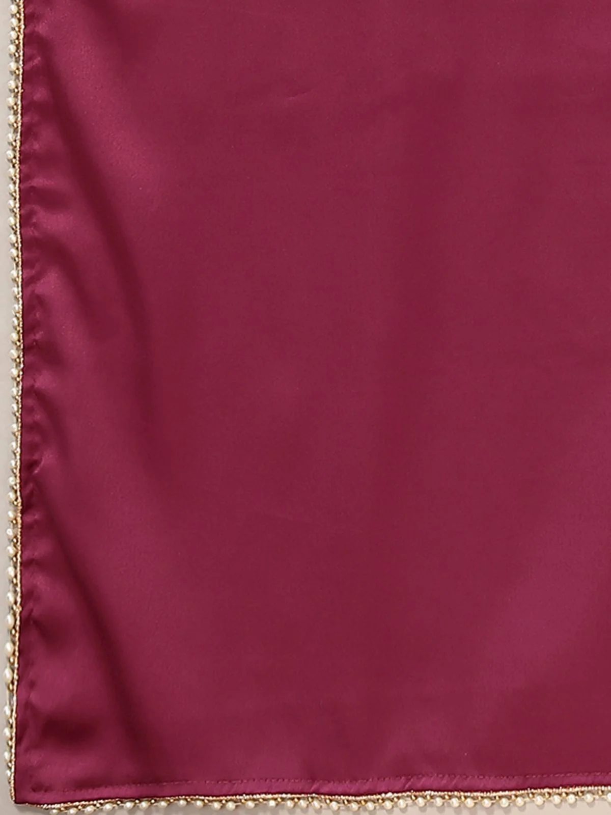 Odette Maroon Satin Embellished Saree With Unstitched Blouse For Women - Image 7